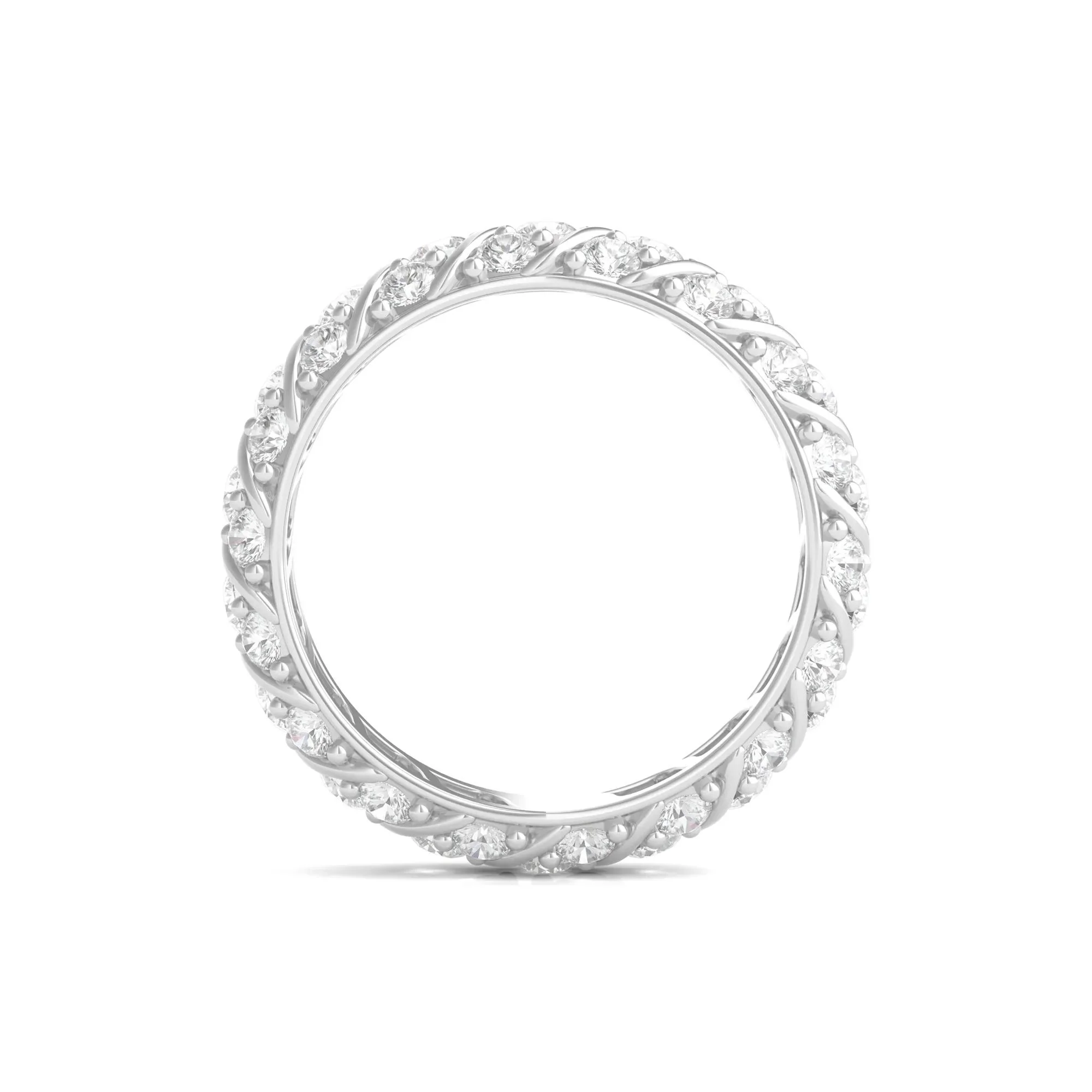 2 1/2 CT. Tw. Round-Cut Rolling Pave Lab Grown Diamond Eternity Band Ring 14K Yellow Gold White Size 5.5 - Image 2