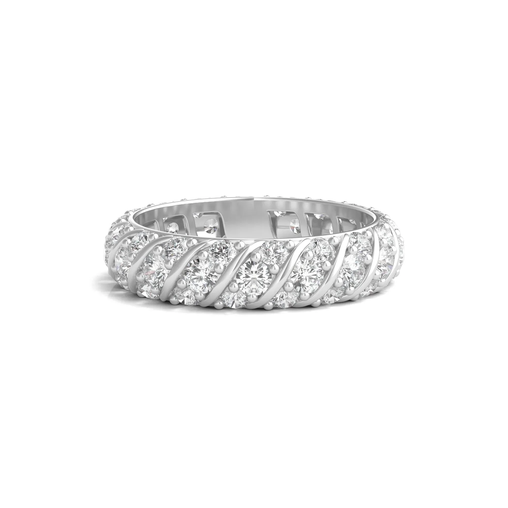 2 1/2 CT. Tw. Round-Cut Rolling Pave Lab Grown Diamond Eternity Band Ring 14K Yellow Gold White Size 6