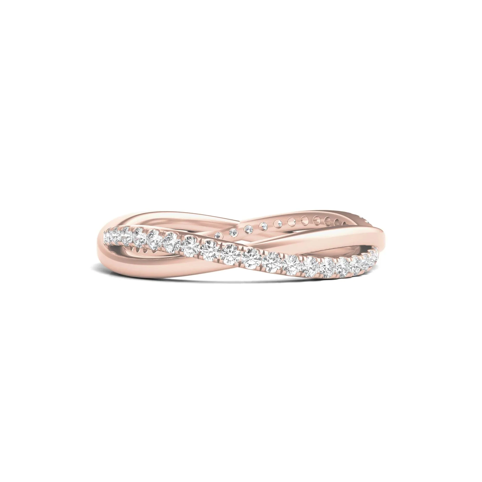 1/3 CT. Tw. Lab Grown Diamond Infinity Twist True Eternity Band Ring 14K Rose Gold Size 4
