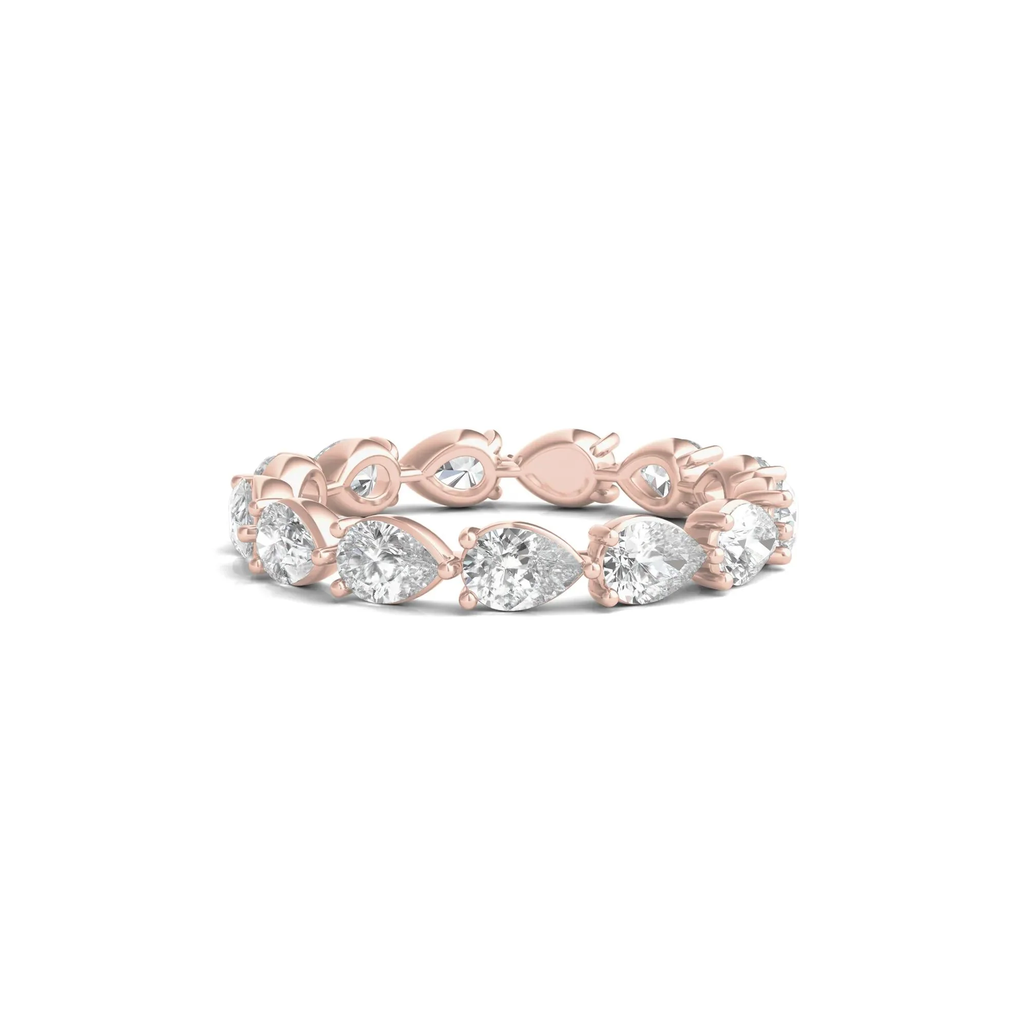 2 CT. Tw. Pear-Cut Lab Grown Diamond Eternity Band Ring 14K Rose Gold Size 9