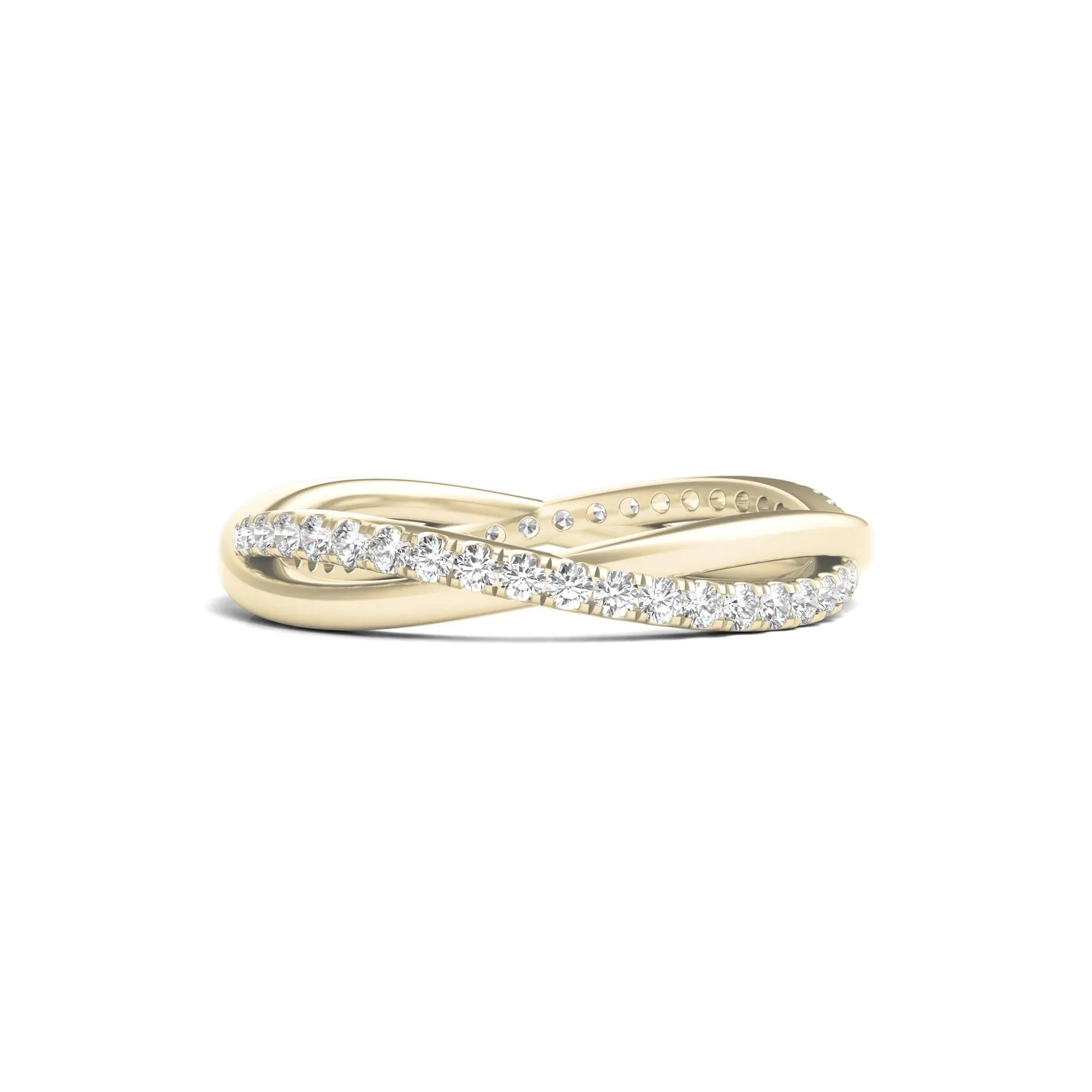 1/3 CT. Tw. Lab Grown Diamond Infinity Twist True Eternity Band Ring 14K Yellow Gold Round Brilliant Cut Size 6.5