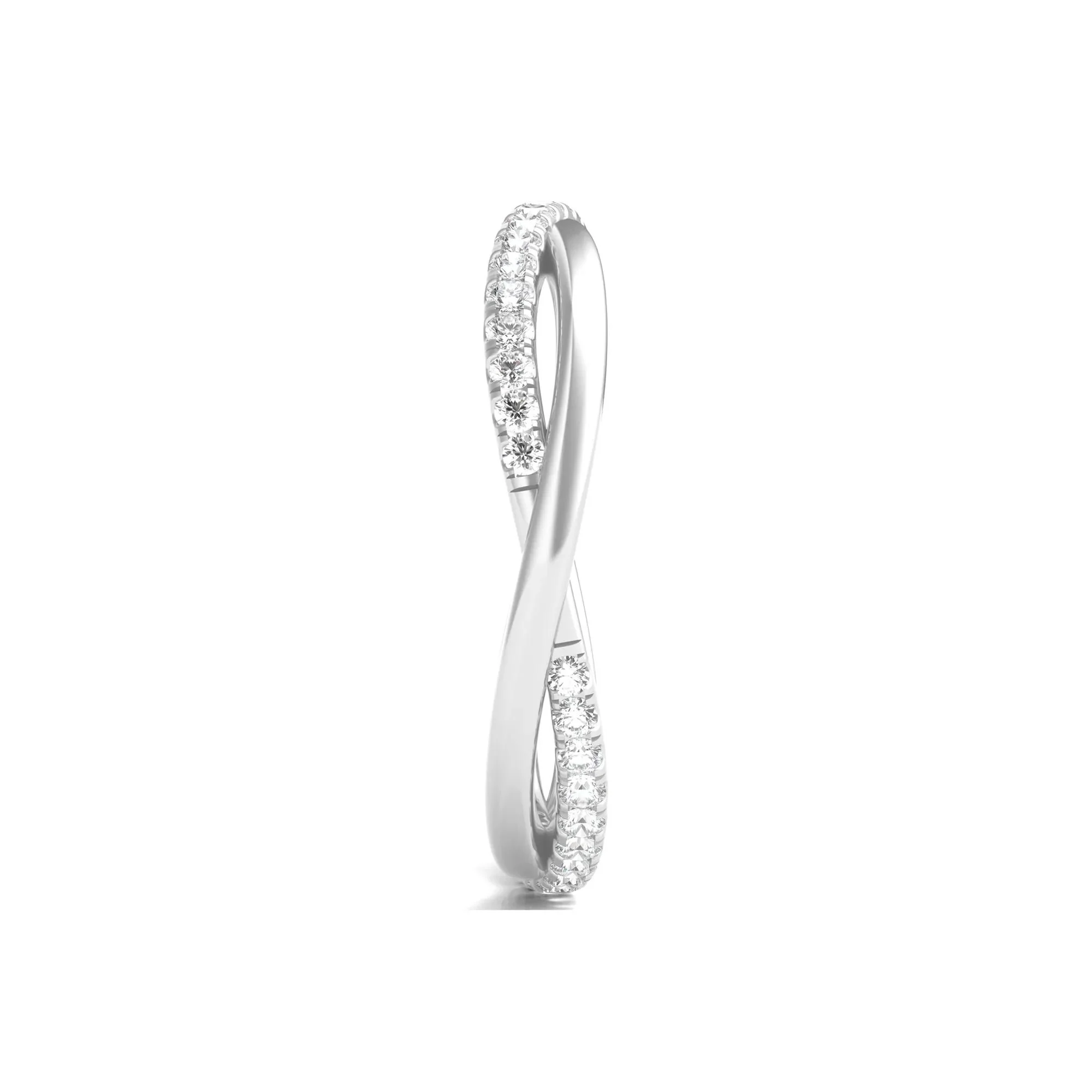 1/3 CT. Tw. Lab Grown Diamond Infinity Twist True Eternity Band Ring Platinum Round Brilliant Cut White Size 4.5 - Image 3