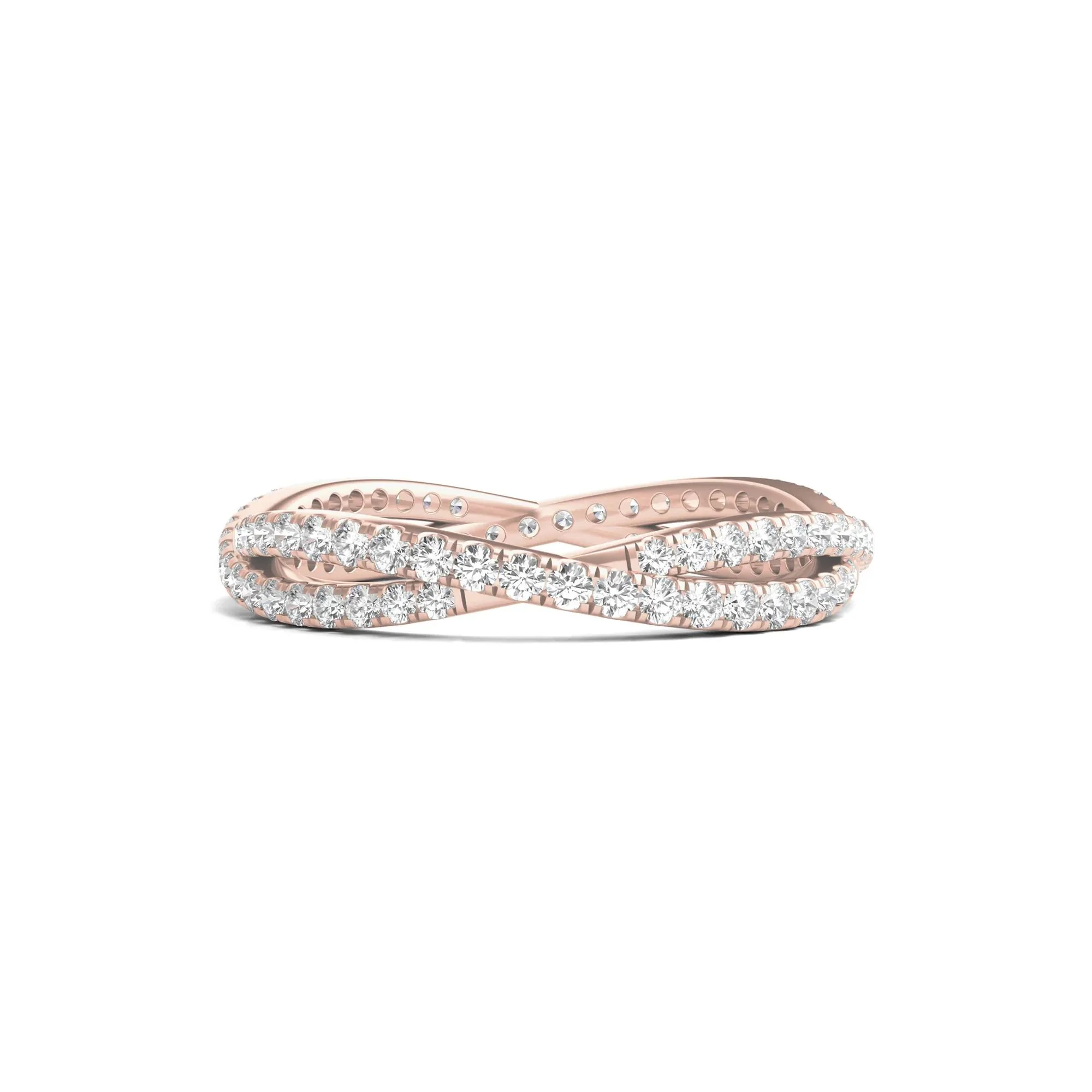 7/8 CT. Tw. Lab Grown Diamond Infinity Twist Eternity Band Ring 14K Rose Gold Round Brilliant Cut Size 5