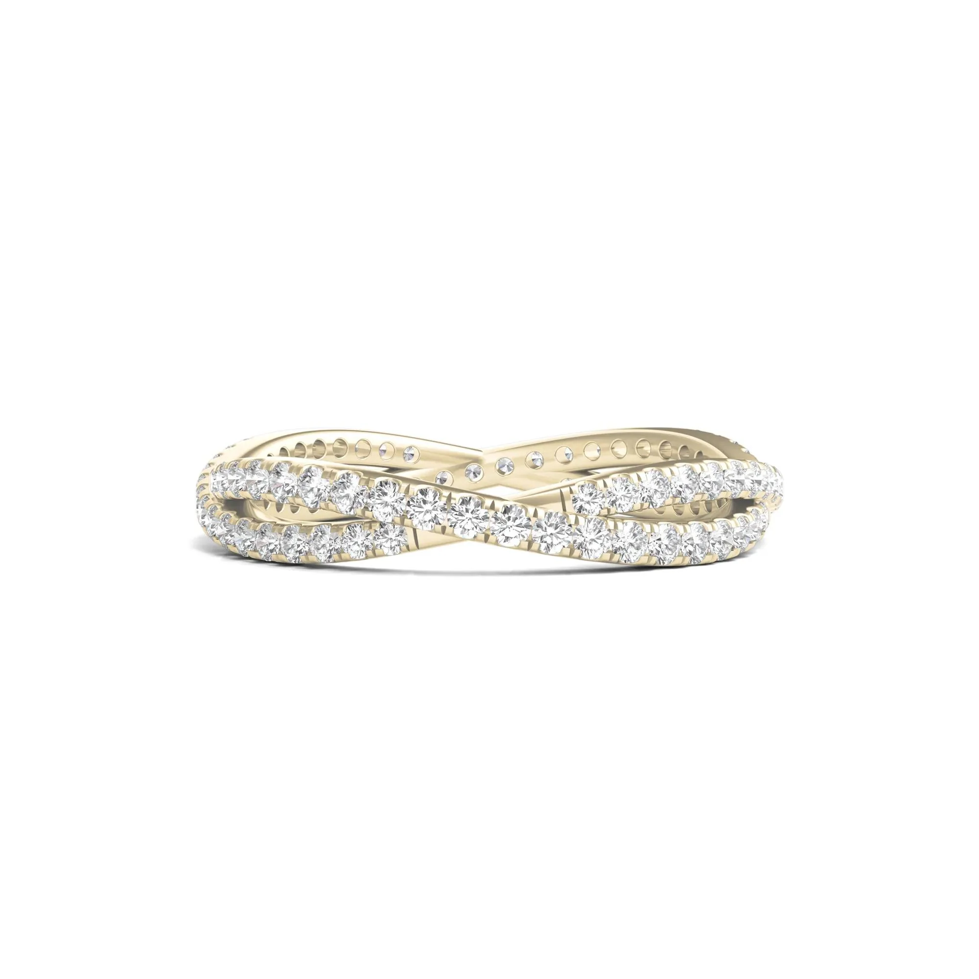 7/8 CT. Tw. Lab Grown Diamond Infinity Twist Eternity Band Ring 14K Yellow Gold Round Brilliant Cut Size 6
