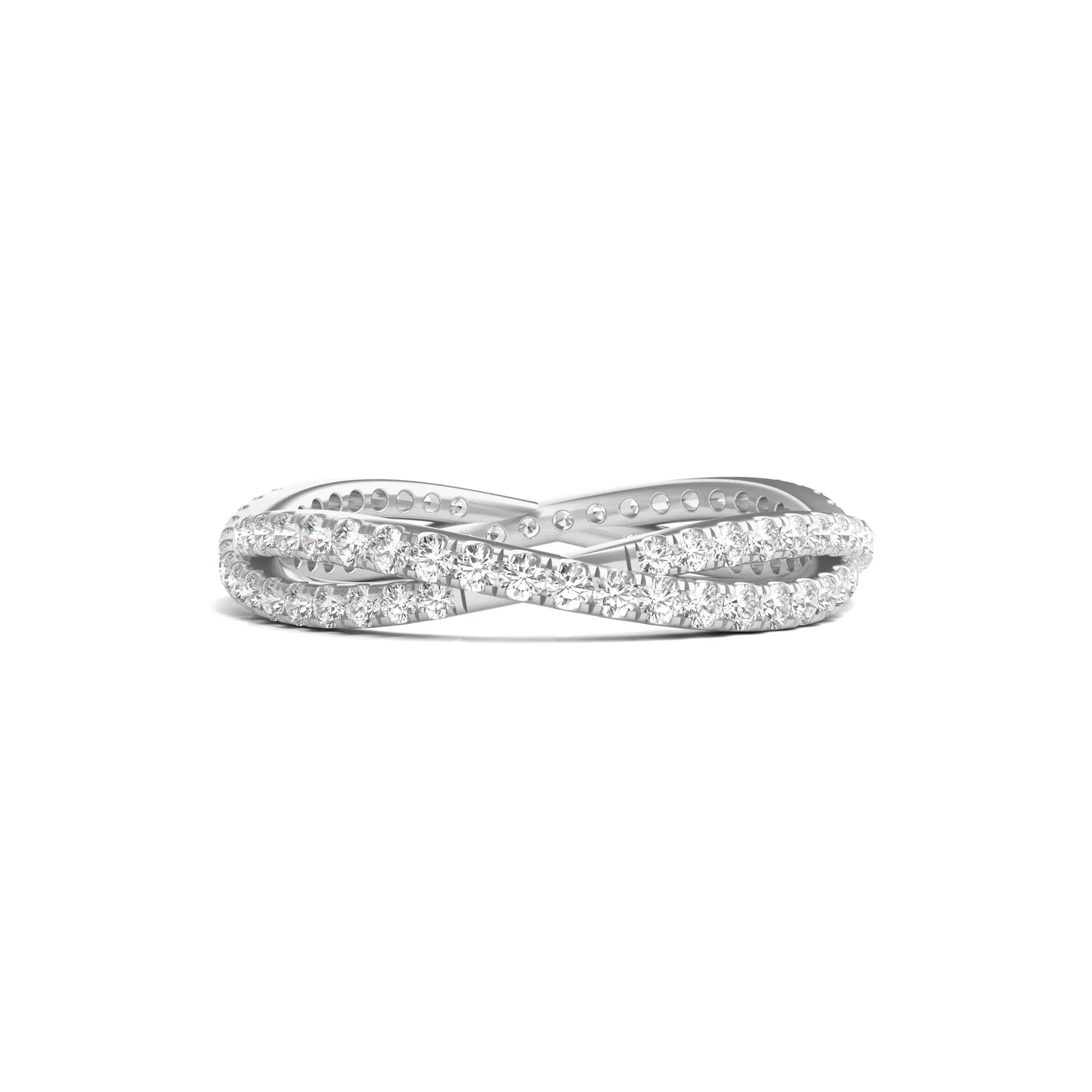 7/8 CT. Tw. Lab Grown Diamond Infinity Twist Eternity Band Ring Platinum Round Brilliant Cut White Size 8.5