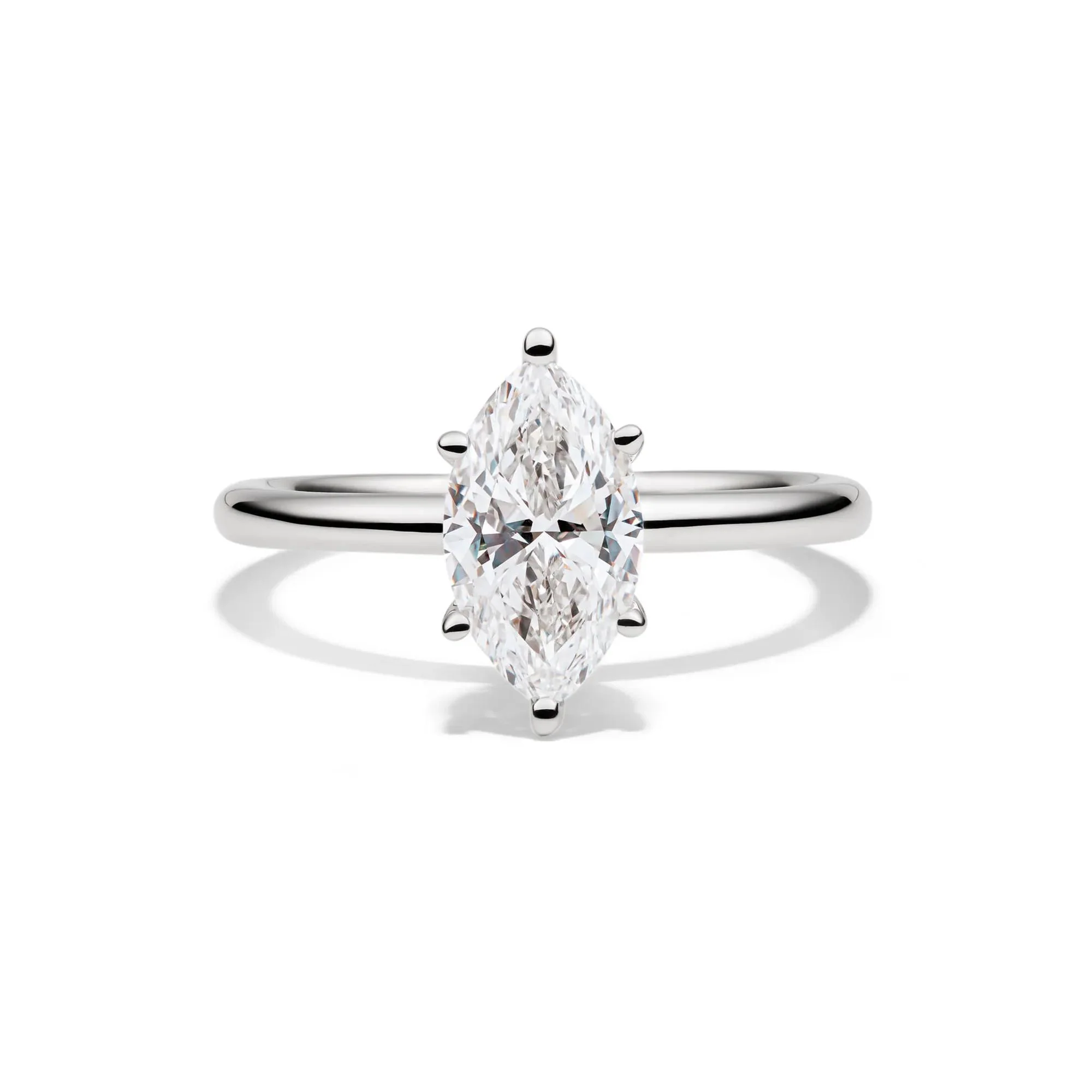 Lab Grown Diamond Solitaire Marquise Engagement Ring Platinum (1/2 CT.) White Size 4.5 2mm