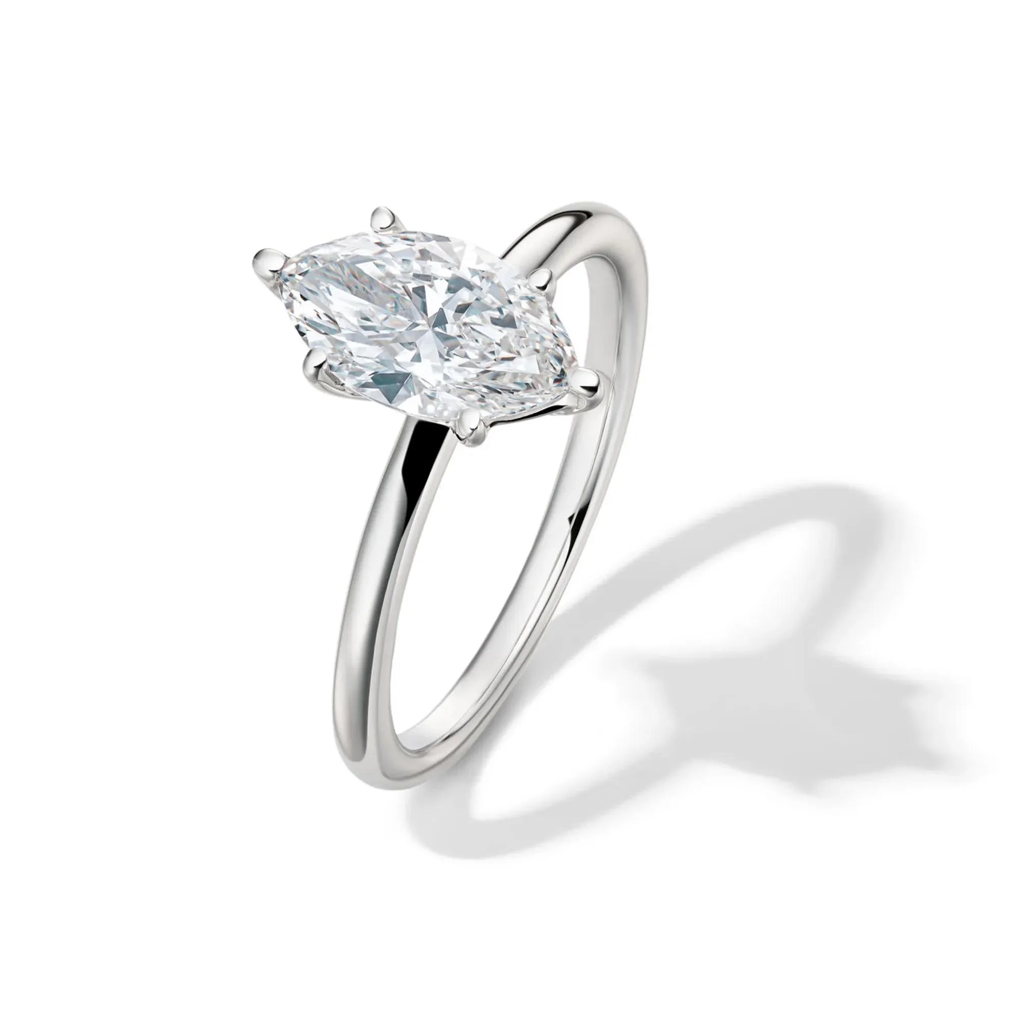 Lab Grown Diamond Solitaire Marquise Engagement Ring Platinum (1/2 CT.) White Size 6.5 2mm - Image 4