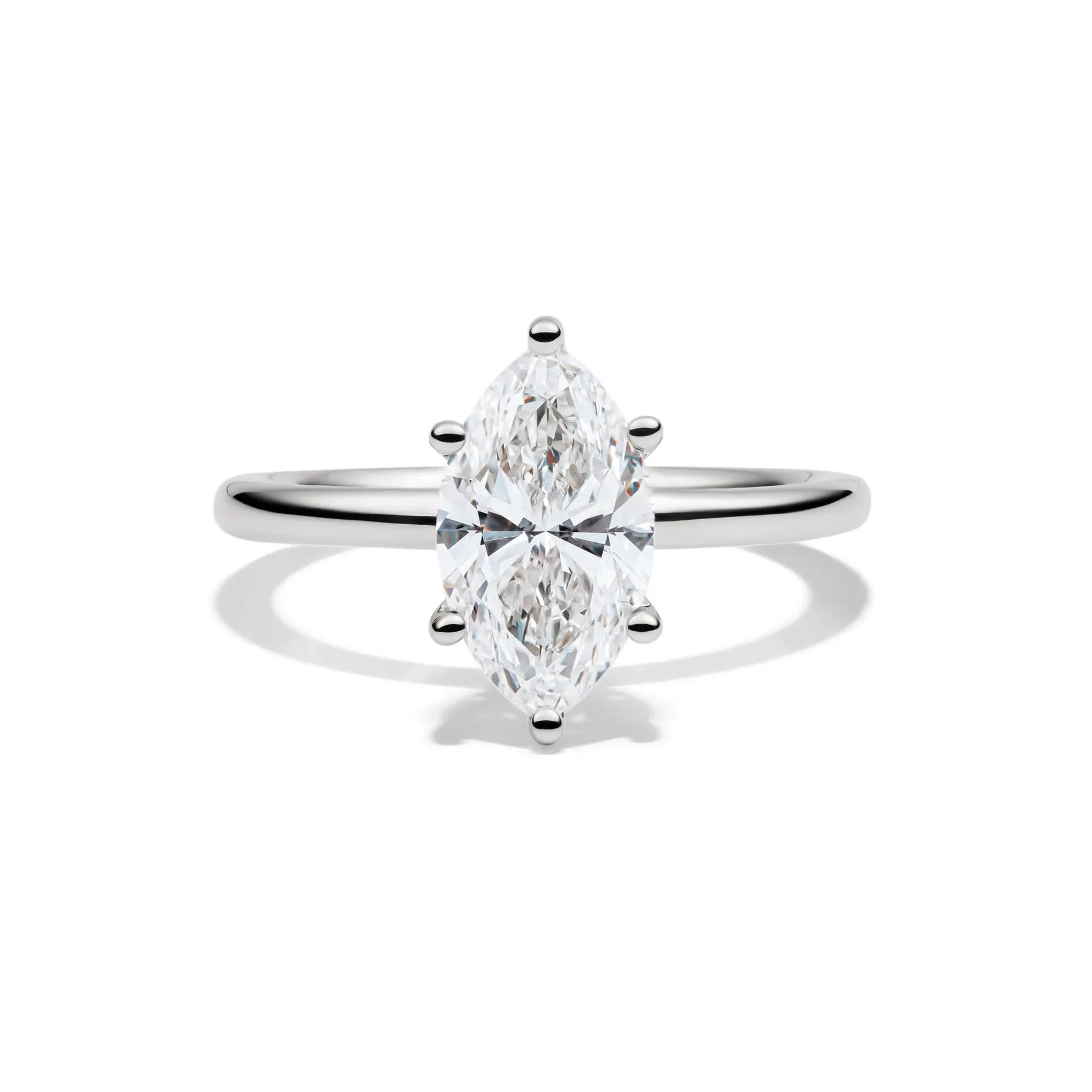 Lab Grown Diamond Solitaire Marquise Engagement Ring Platinum (2 CT.) White Size 6 2mm