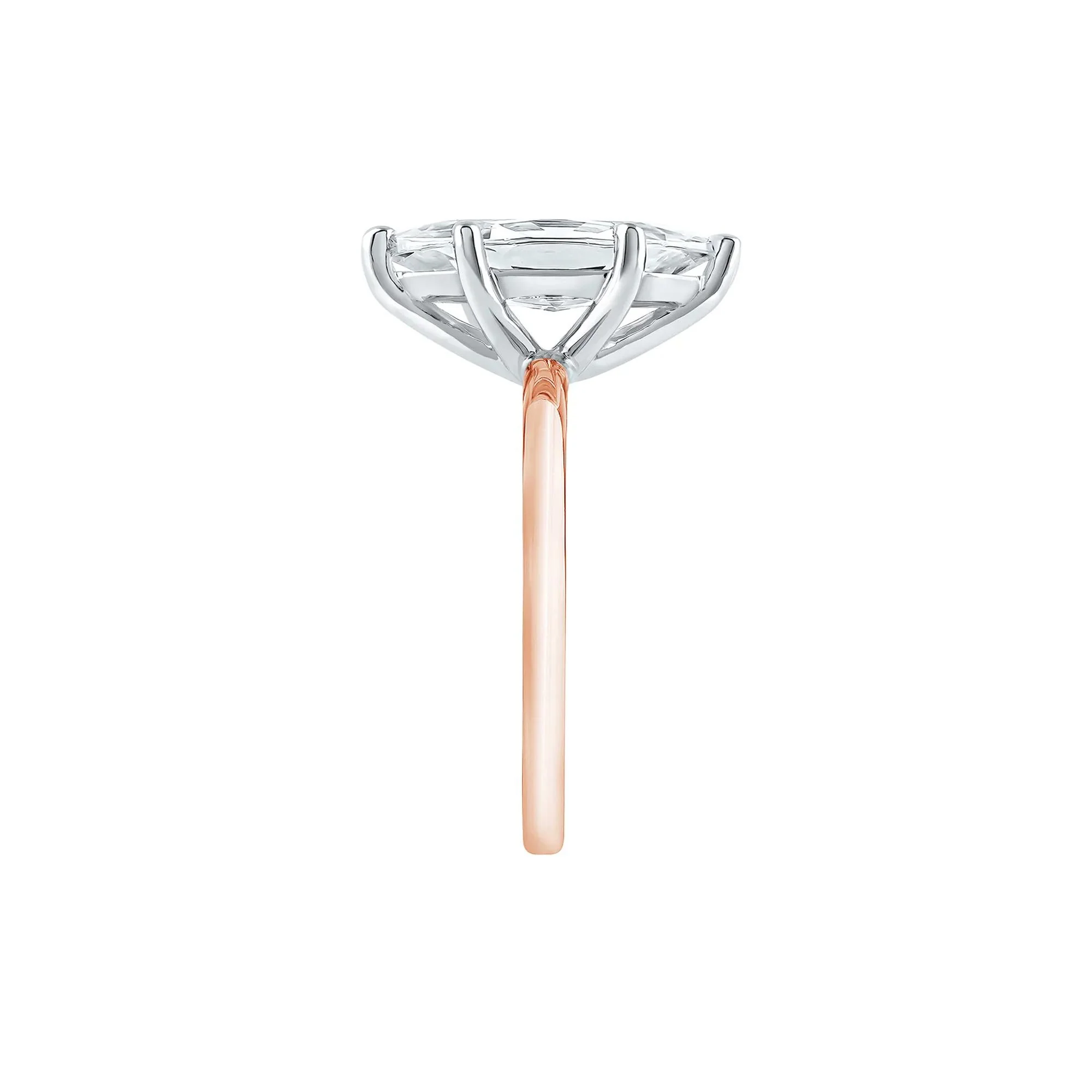 Lab Grown Diamond Solitaire Marquise Engagement Ring 14K Rose Gold (3 CT.) Size 7 2mm - Image 3
