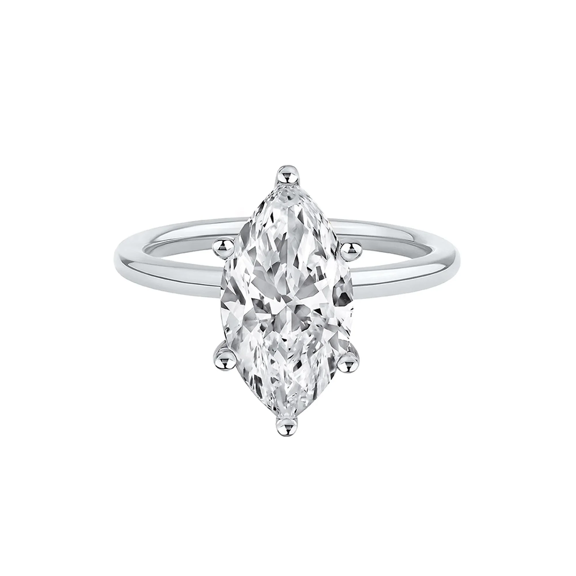 Lab Grown Diamond Solitaire Marquise Engagement Ring Platinum (3 CT.) White Size 4.5 2mm