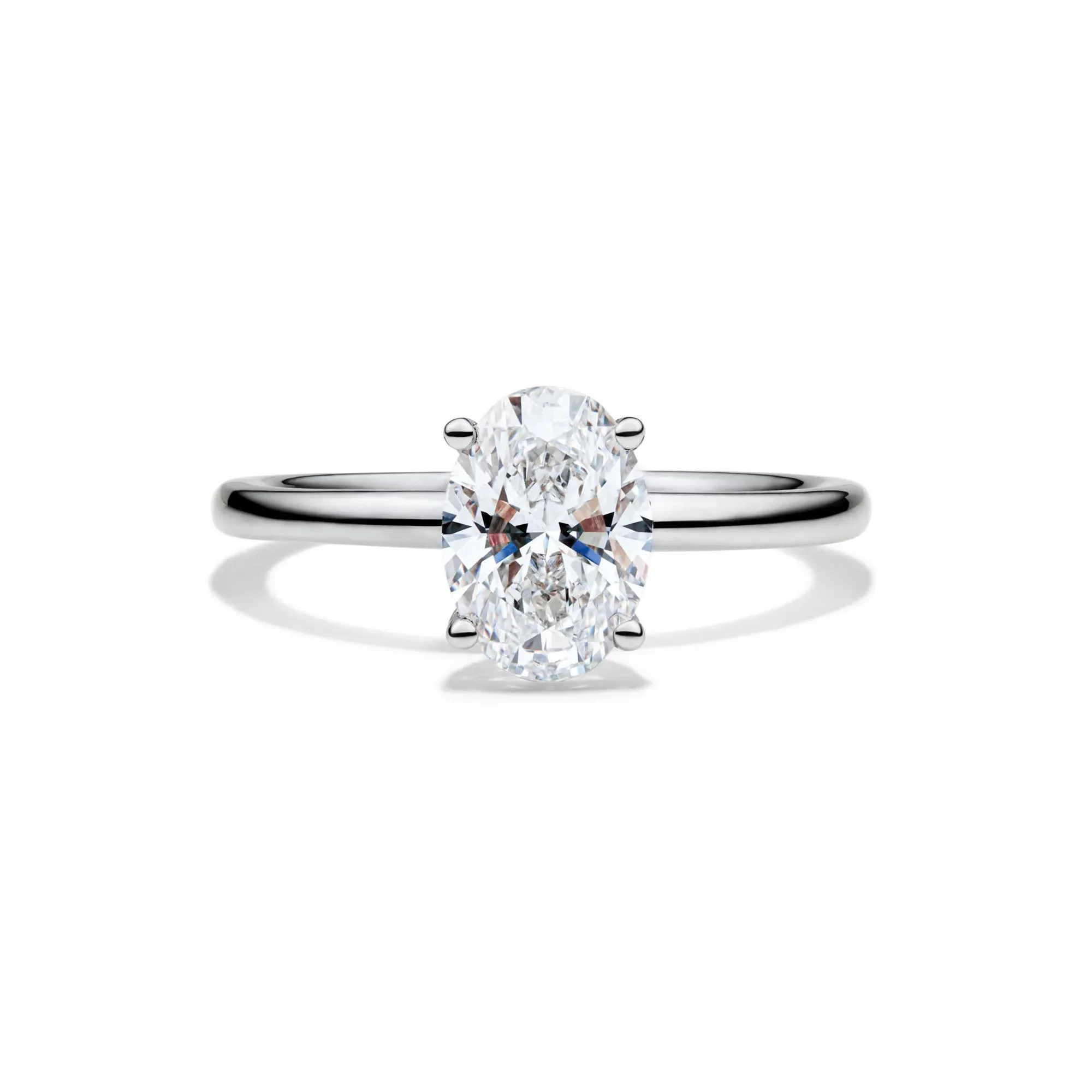 Lab Grown Diamond Oval Solitaire Engagement Ring Platinum (1/2 CT.) White Size 5.5 2mm