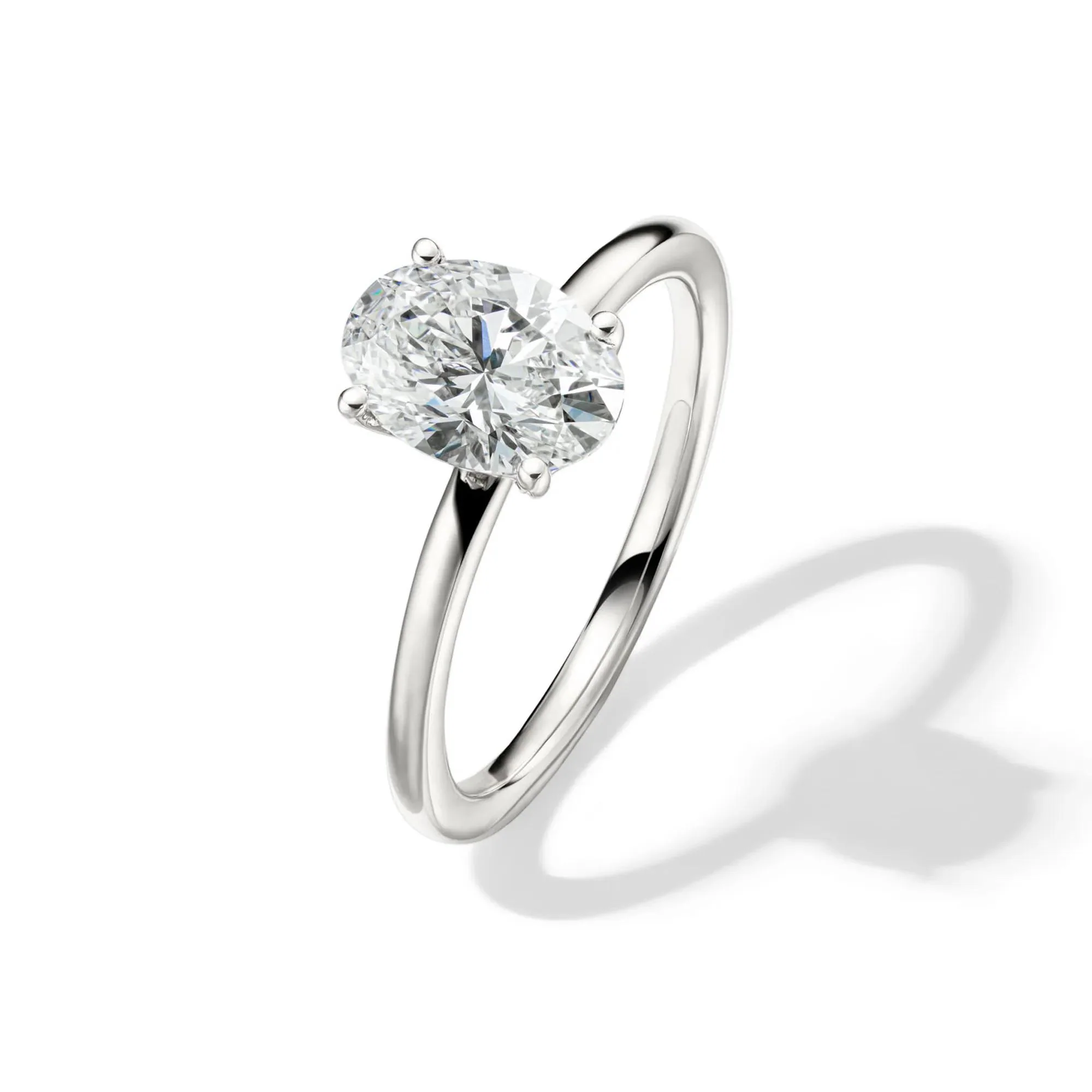 Lab Grown Diamond Oval Solitaire Engagement Ring Platinum (1/2 CT.) White Size 7 2mm - Image 4