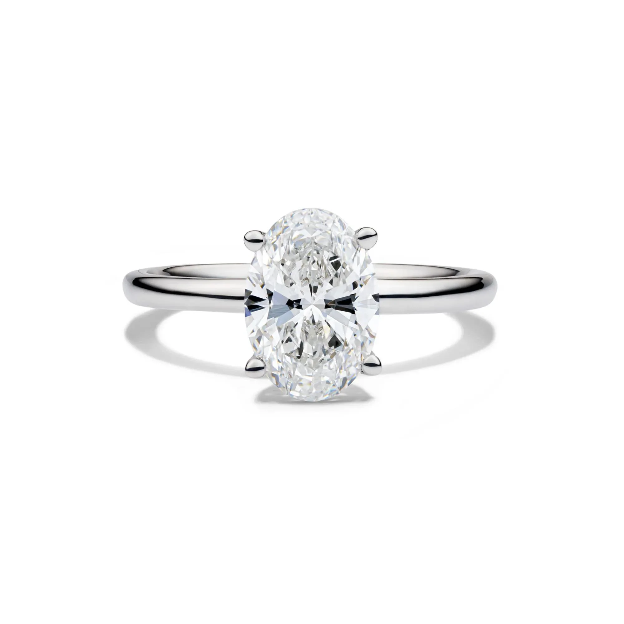 Lab Grown Diamond Oval Solitaire Engagement Ring Platinum (2 CT.) White Size 4 2mm