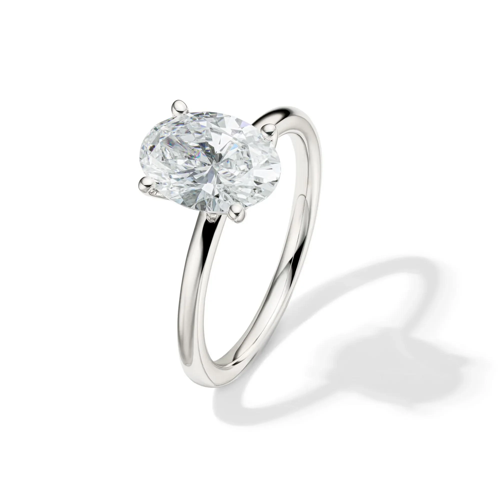 Lab Grown Diamond Oval Solitaire Engagement Ring Platinum (2 CT.) White Size 7.5 2mm - Image 4