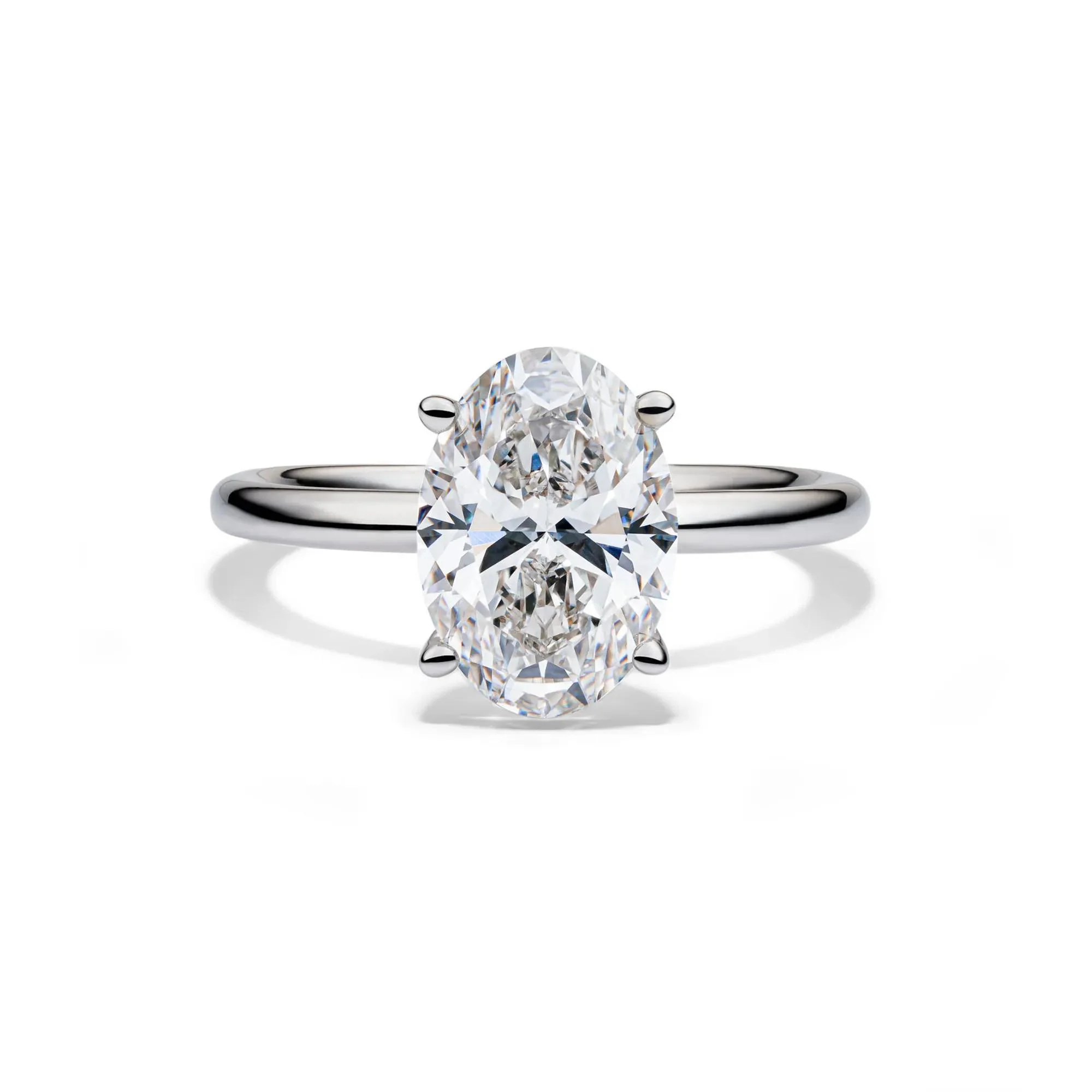 Lab Grown Diamond Oval Solitaire Engagement Ring Platinum (3 CT.) White Size 10 2mm
