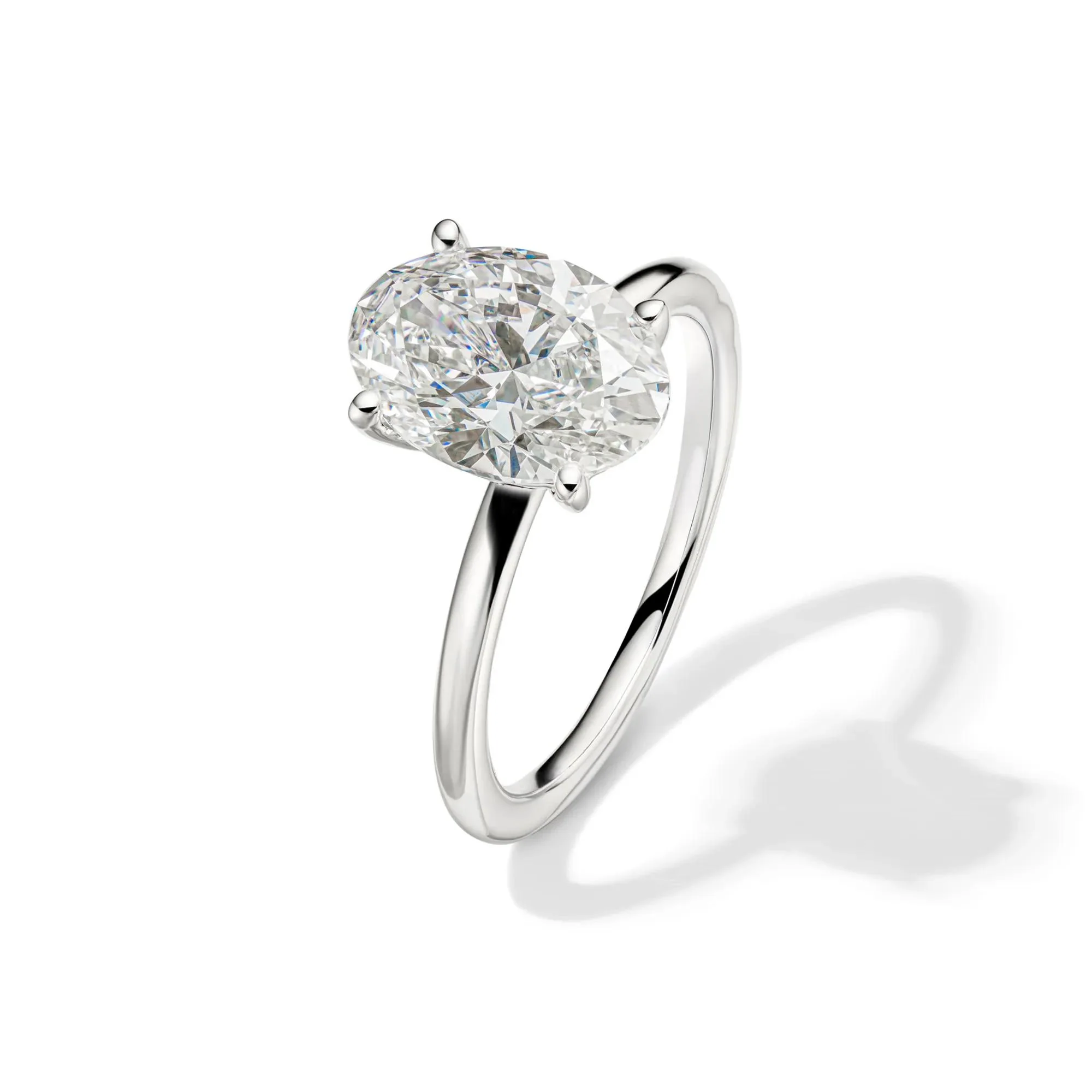 Lab Grown Diamond Oval Solitaire Engagement Ring Platinum (3 CT.) White Size 4.5 2mm - Image 4