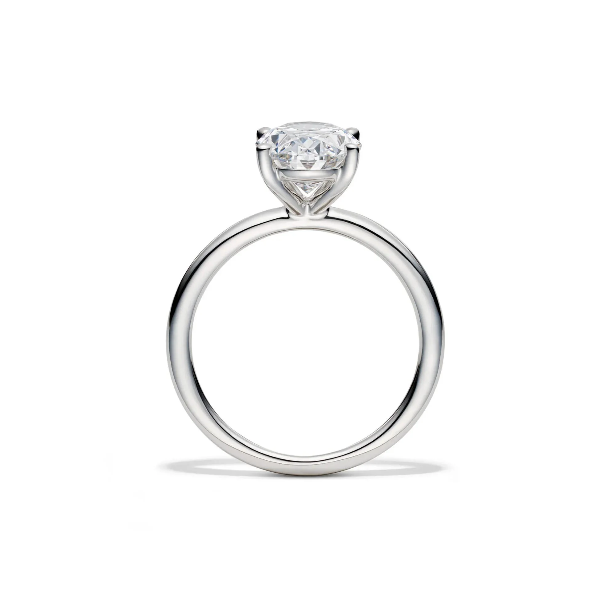 Lab Grown Diamond Oval Solitaire Engagement Ring Platinum (3 CT.) White Size 5 2mm - Image 2