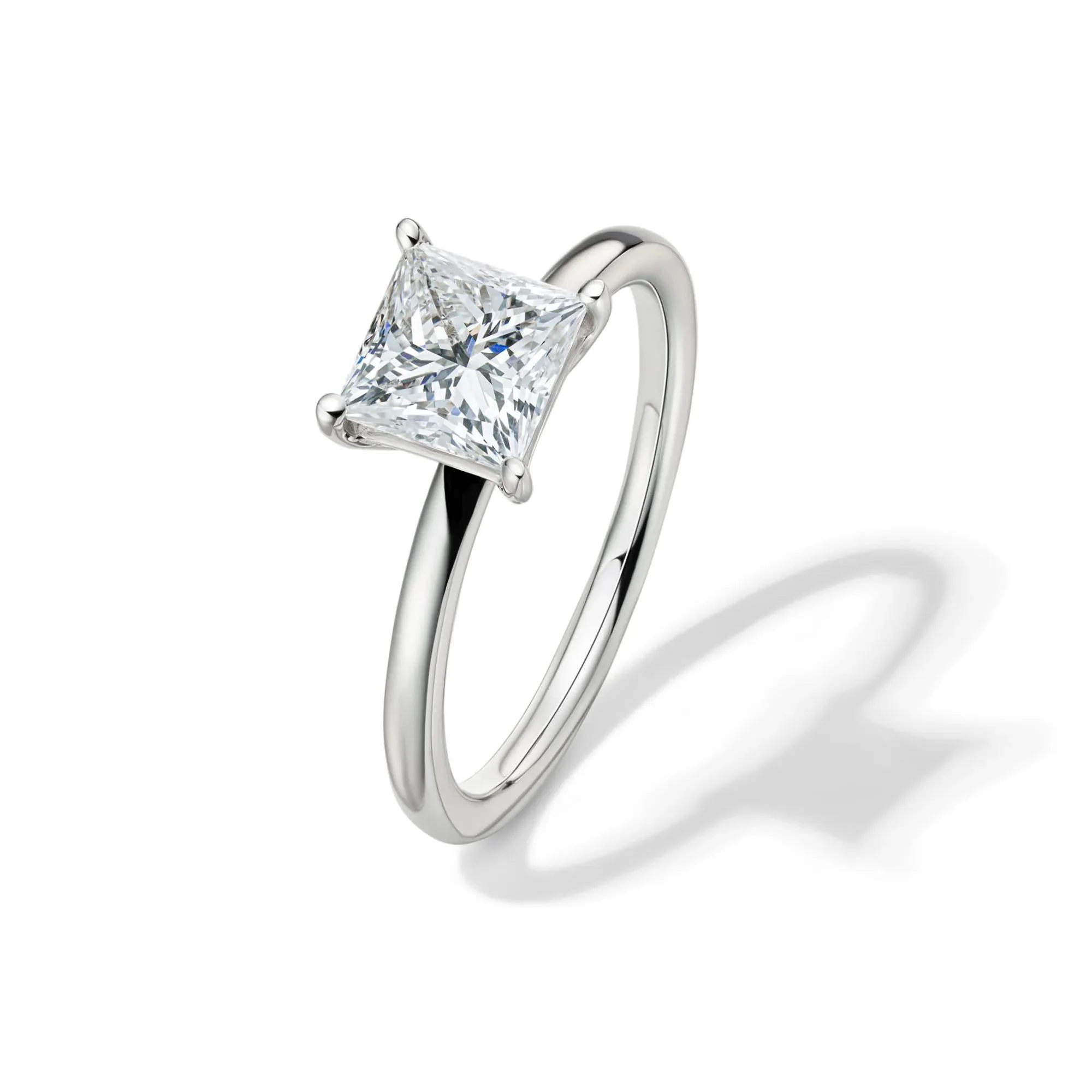 Lab Grown Diamond Princess-Cut Solitaire Engagement Ring Platinum (1/2 CT.) White Size 6 2mm - Image 4