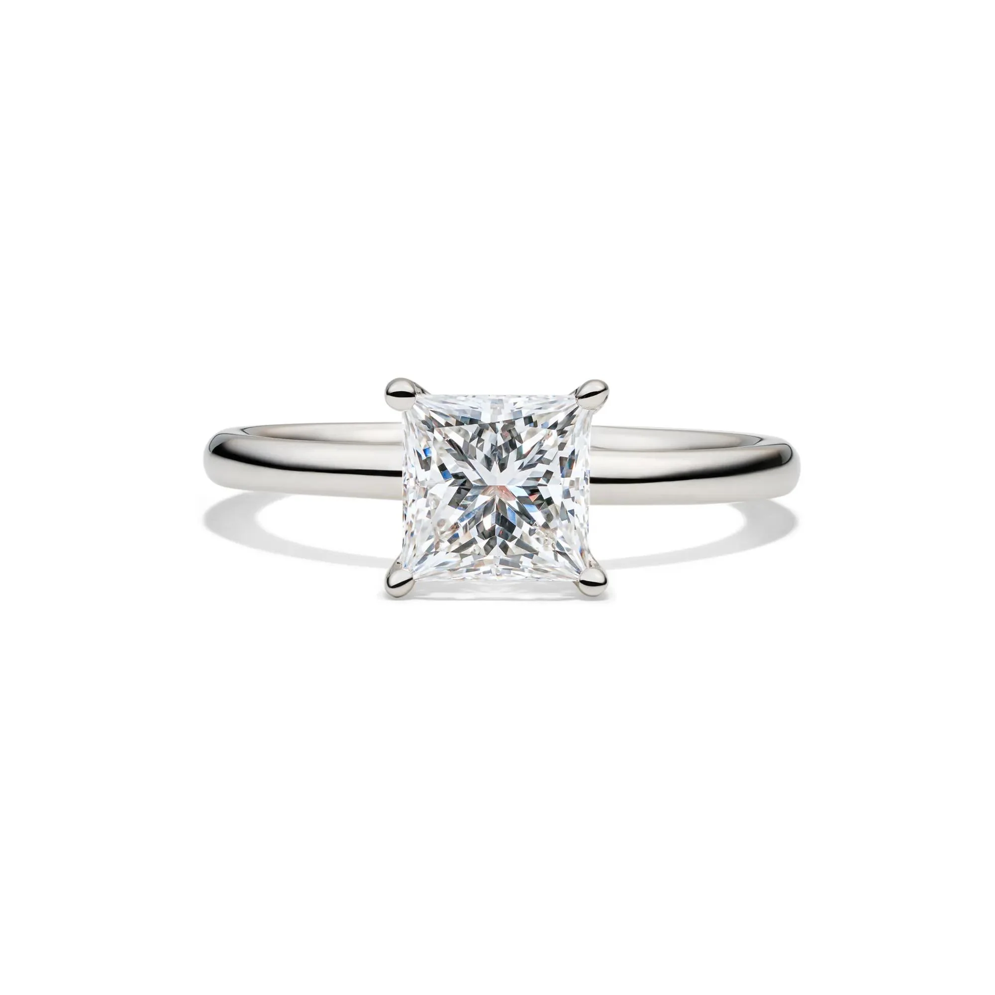 Lab Grown Diamond Princess-Cut Solitaire Engagement Ring Platinum (1/2 CT.) White Size 8 2mm