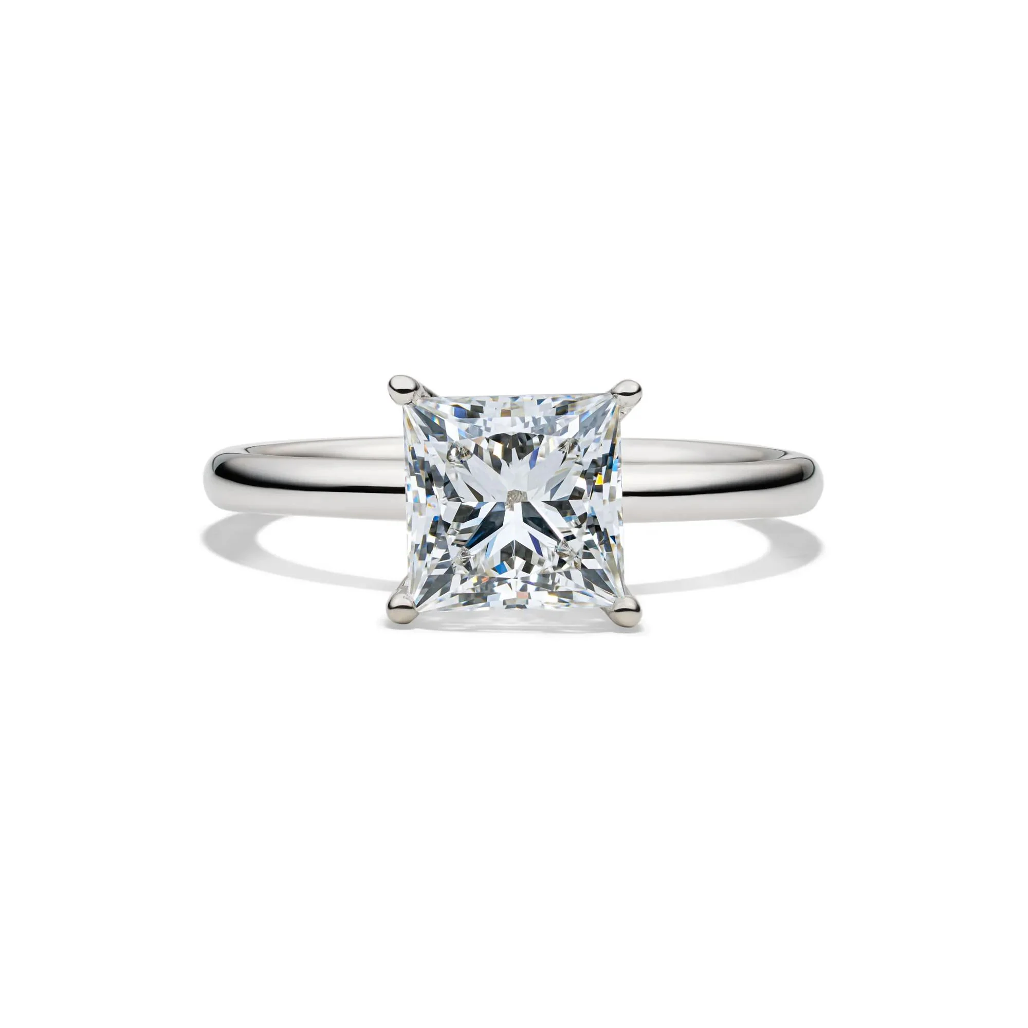 Lab Grown Diamond Princess-Cut Solitaire Engagement Ring Platinum (2 CT.) White Size 6.5 2mm