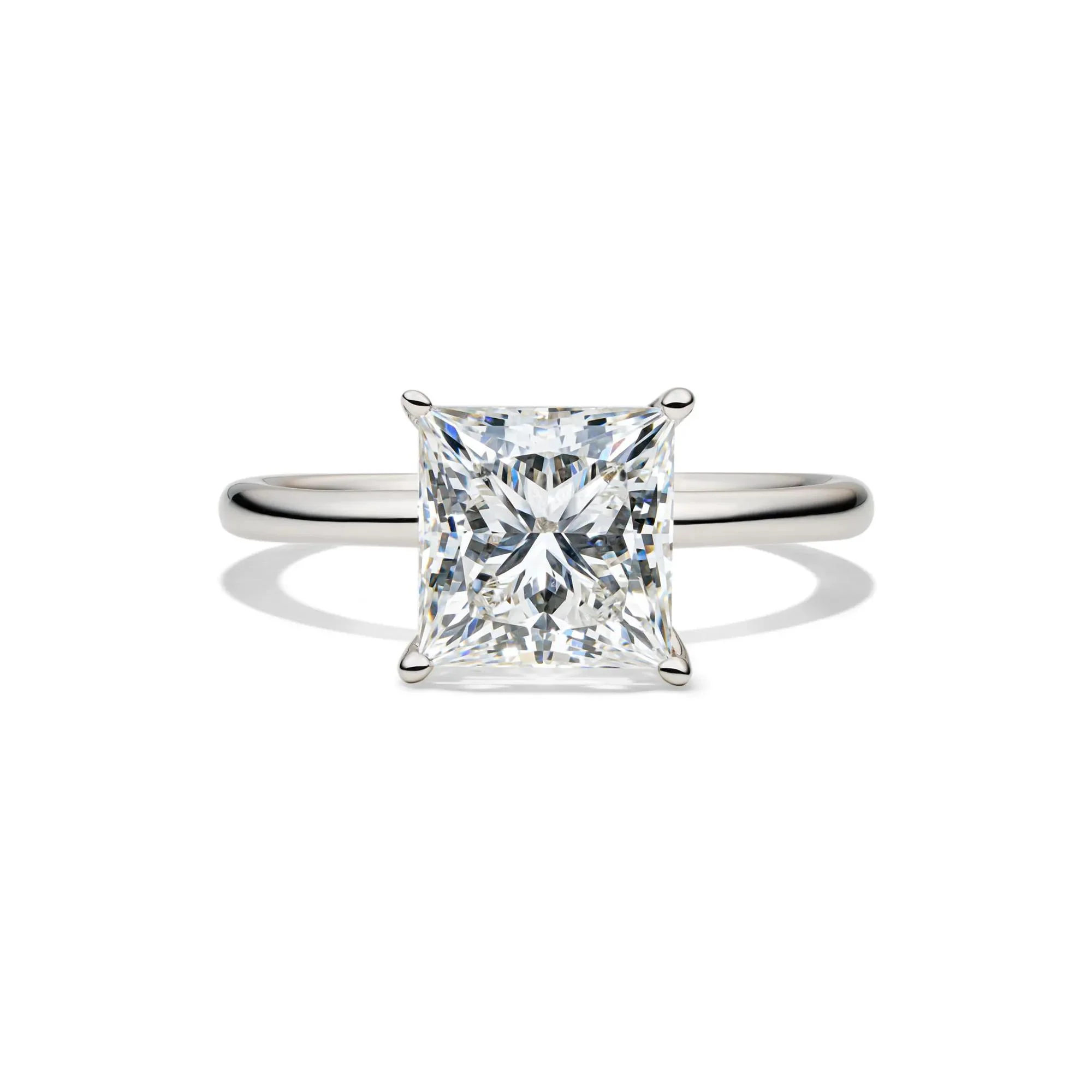 Lab Grown Diamond Princess-Cut Solitaire Engagement Ring Platinum (3 CT.) White Size 5.5 2mm