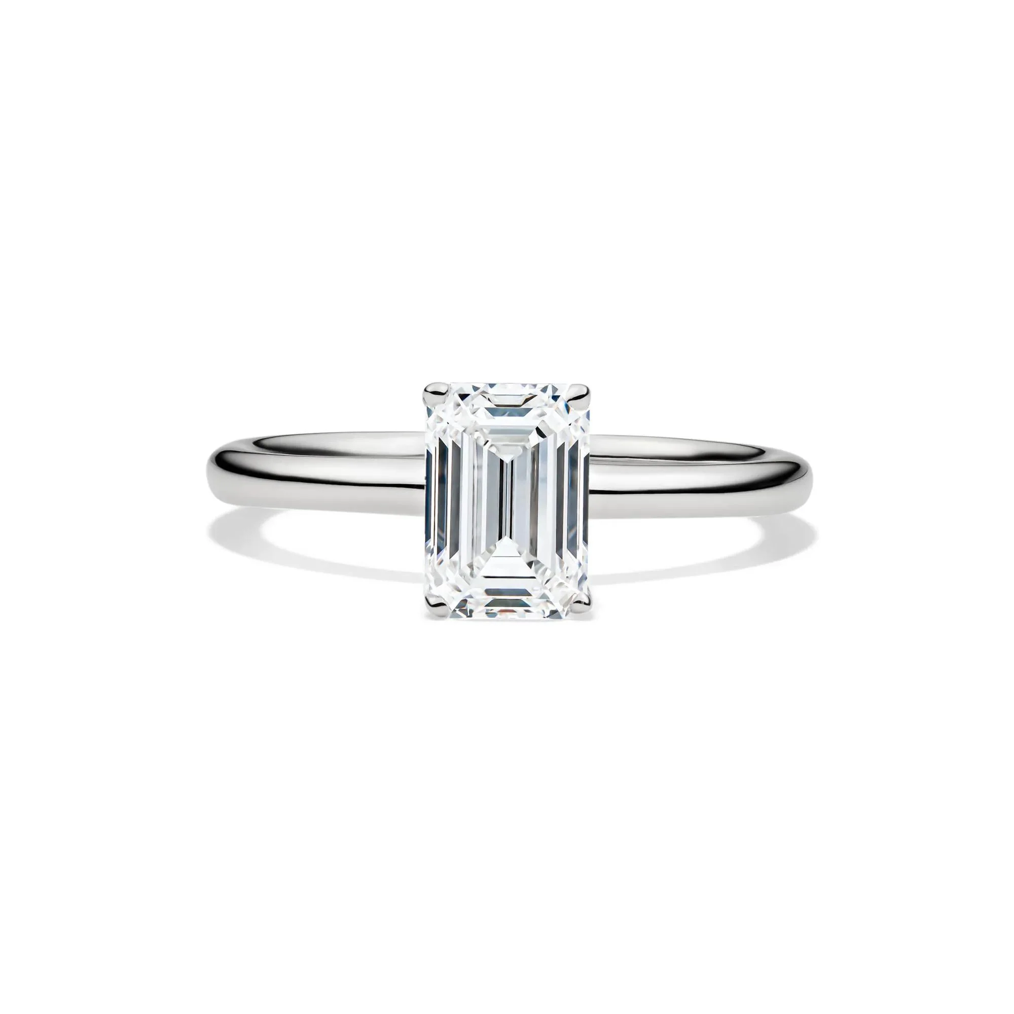 Lab Grown Diamond Emerald-Cut Solitaire Ring Platinum (1/2 CT.) White Size 6 2mm