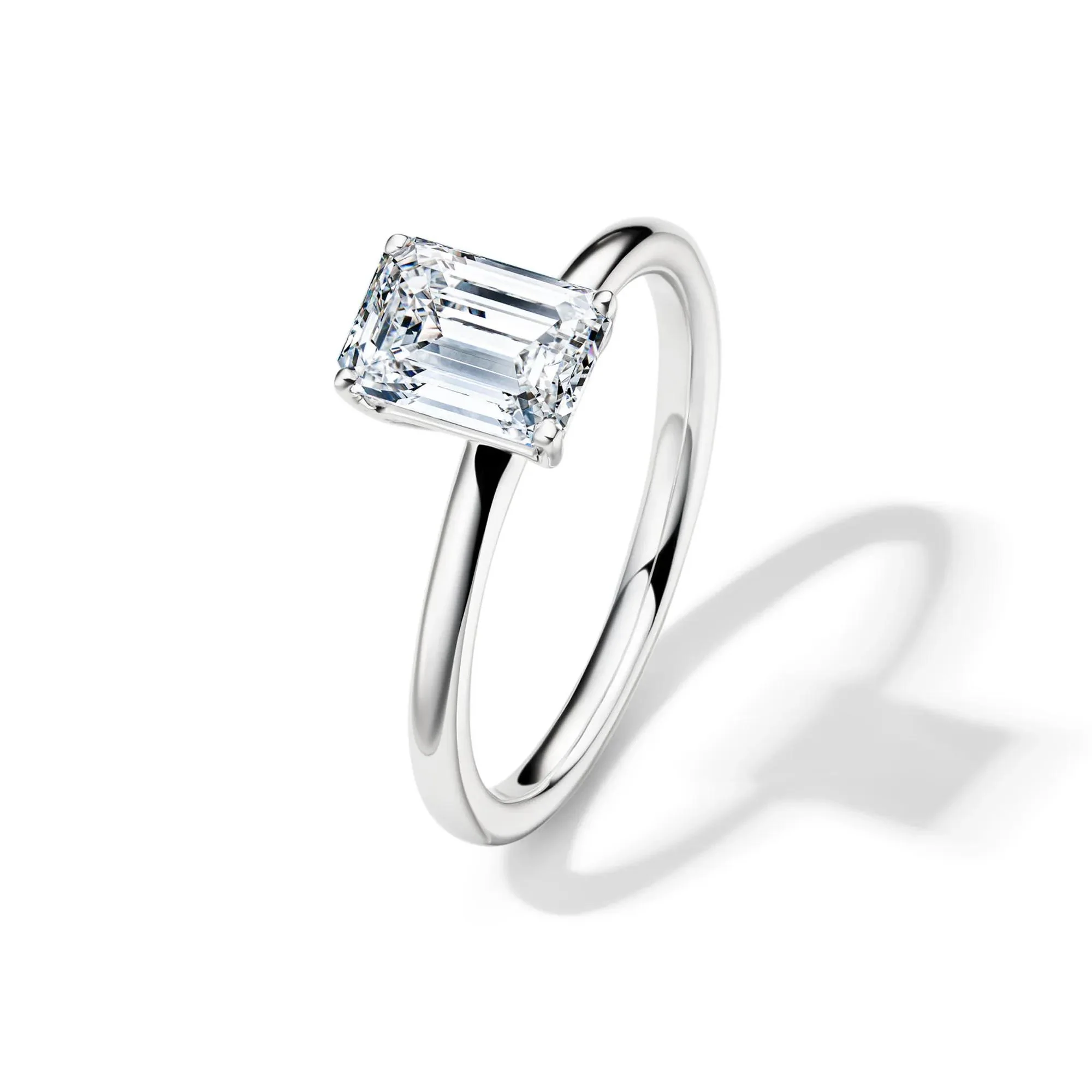 Lab Grown Diamond Emerald-Cut Solitaire Ring Platinum (1/2 CT.) White Size 9 2mm - Image 4