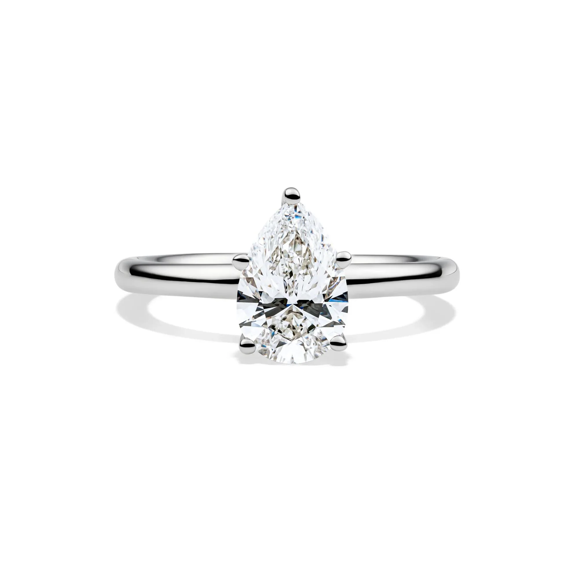 Lab Grown Diamond Pear-Shaped Solitaire Engagement Ring Platinum (1/2 CT.) White Size 7 2mm