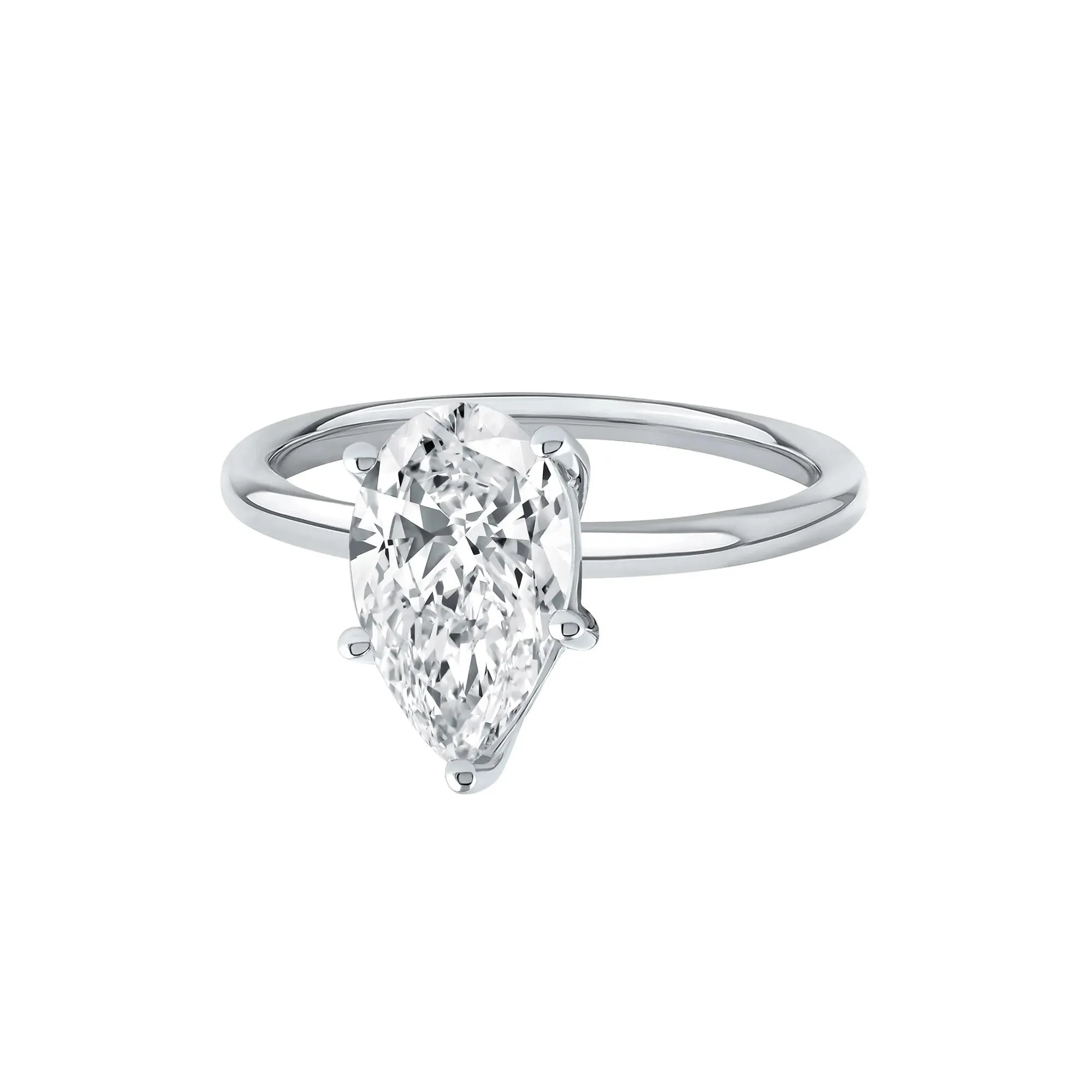 Lab Grown Diamond Pear-Shaped Solitaire Engagement Ring Platinum (2 CT.) White Size 4.5 2mm - Image 4