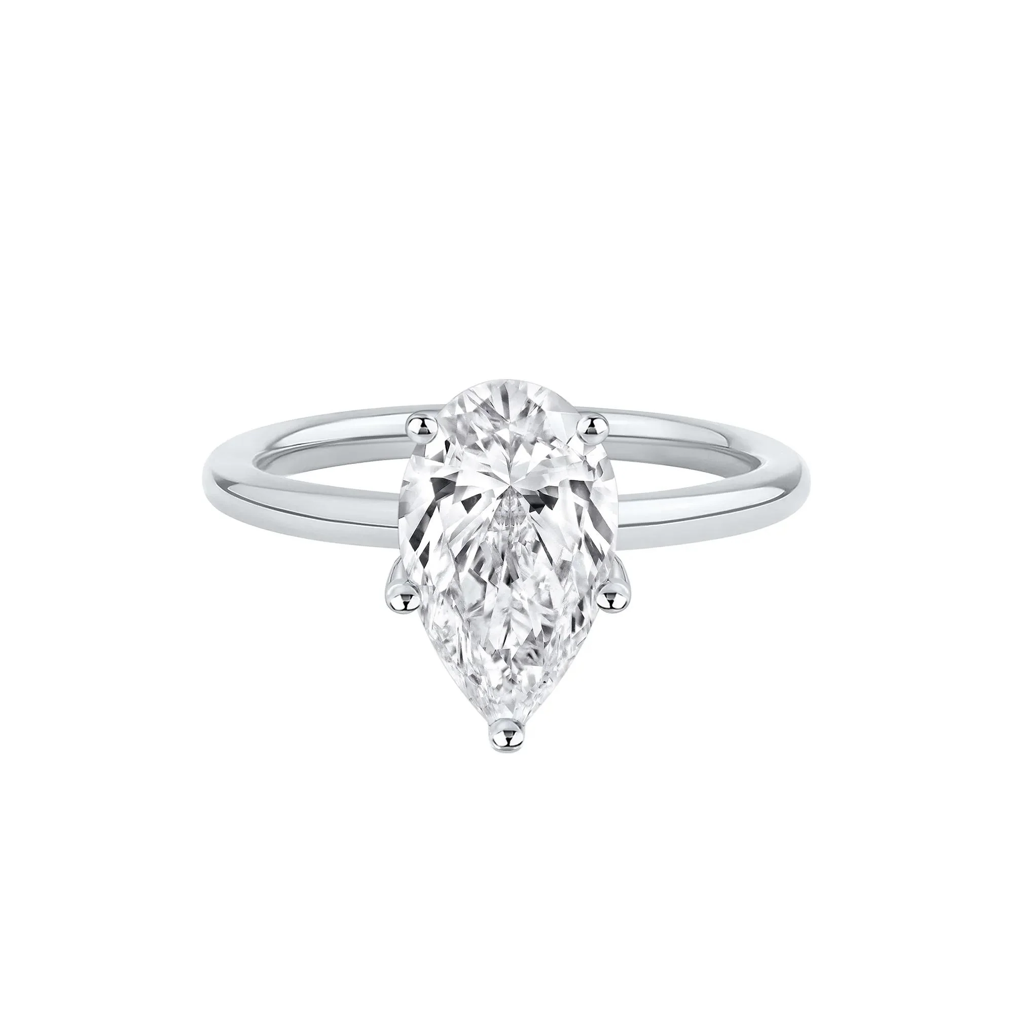 Lab Grown Diamond Pear-Shaped Solitaire Engagement Ring Platinum (2 CT.) White Size 7.5 2mm
