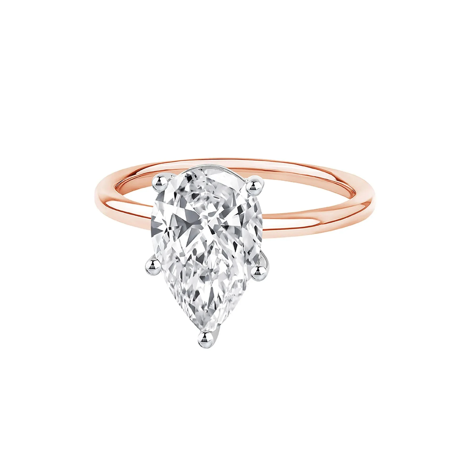 Lab Grown Diamond Pear-Shaped Solitaire Engagement Ring 14K Rose Gold (3 CT.) Size 6 2mm - Image 4