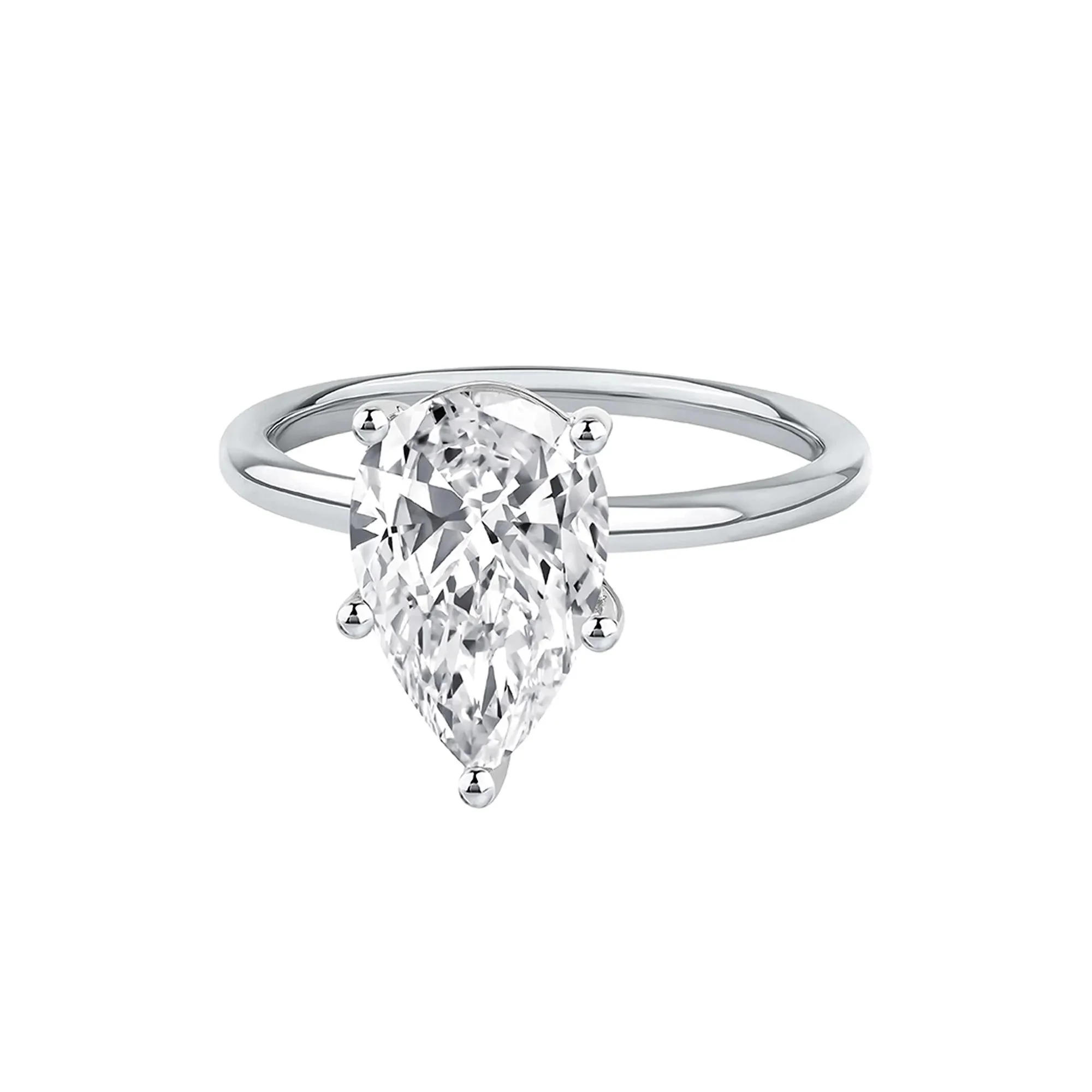 Lab Grown Diamond Pear-Shaped Solitaire Engagement Ring 14K White Gold (3 CT.) Size 10 2mm - Image 4