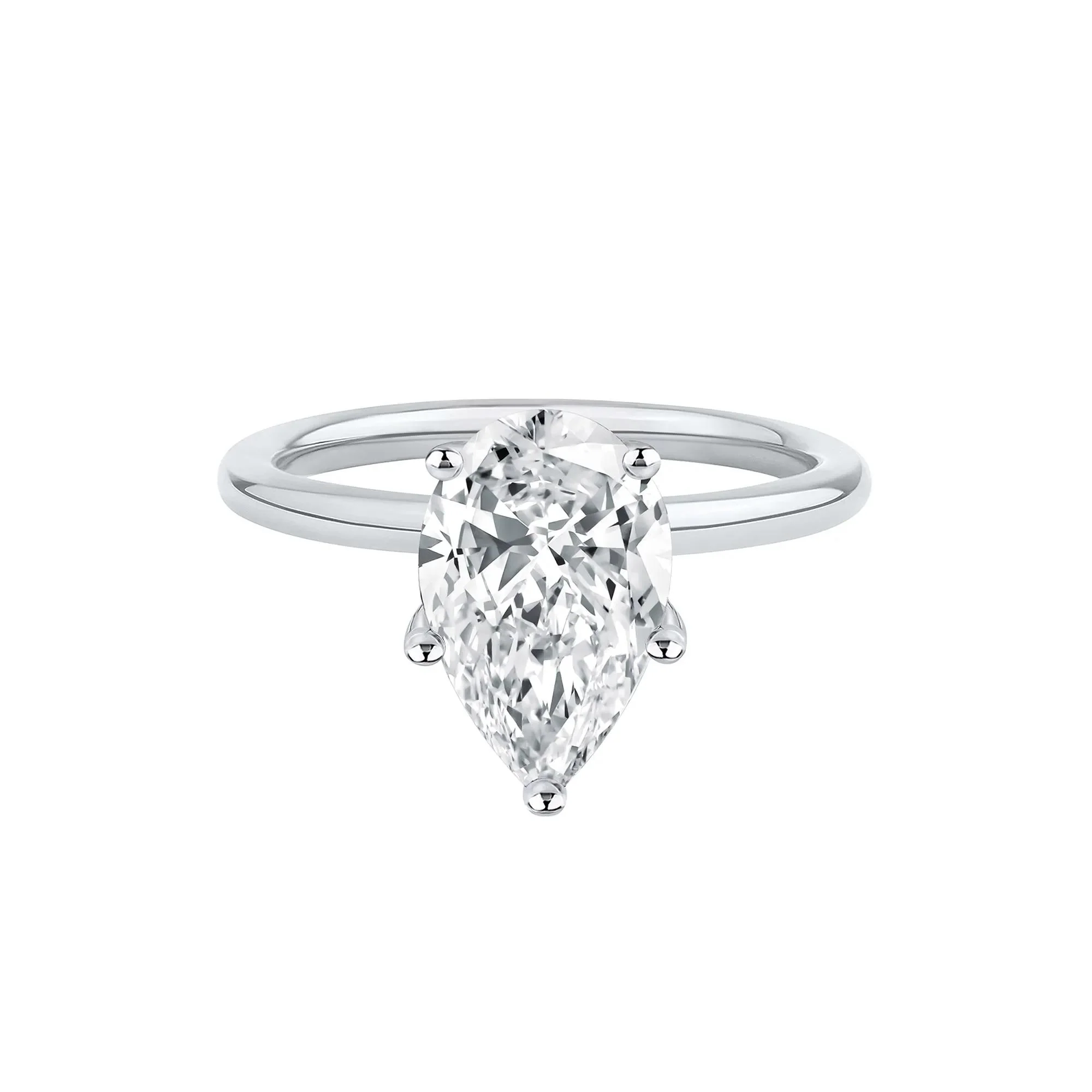 Lab Grown Diamond Pear-Shaped Solitaire Engagement Ring 14K White Gold (3 CT.) Size 7 2mm
