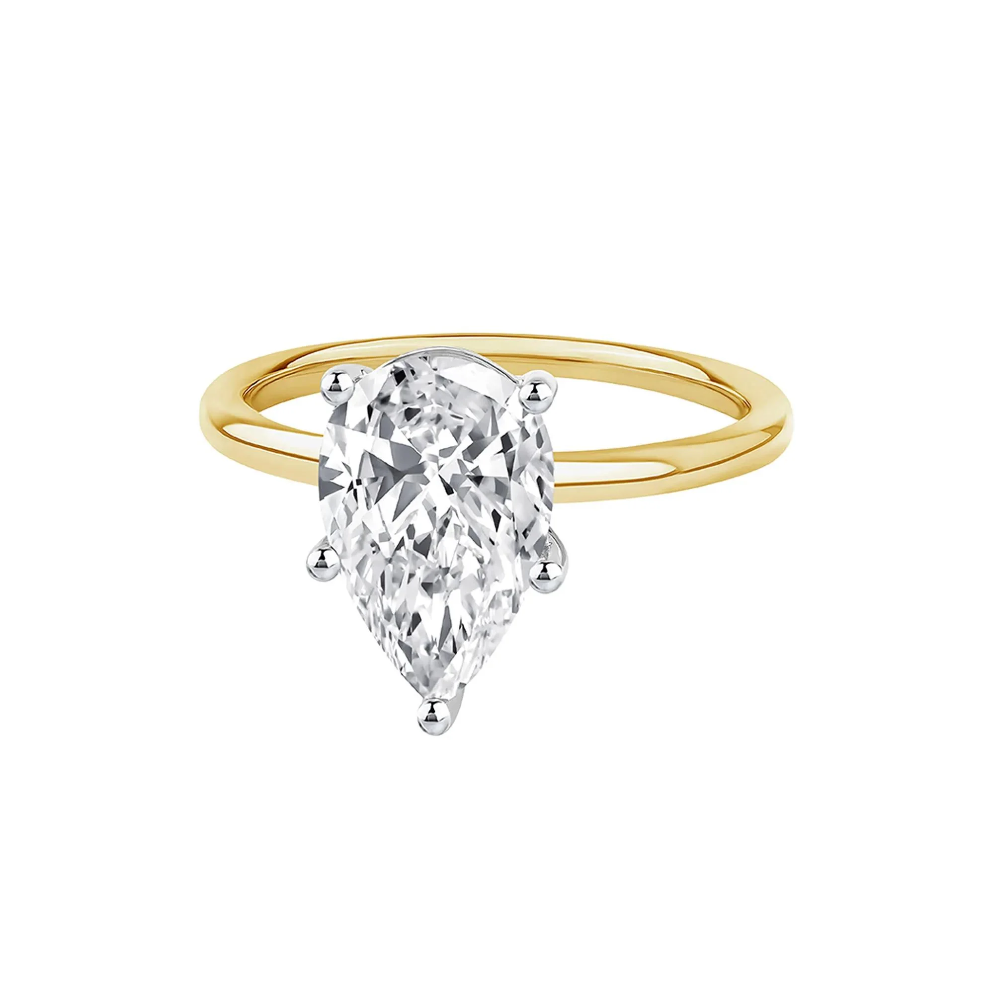 Lab Grown Diamond Pear-Shaped Solitaire Engagement Ring 14K Yellow Gold (3 CT.) Size 9 2mm - Image 4