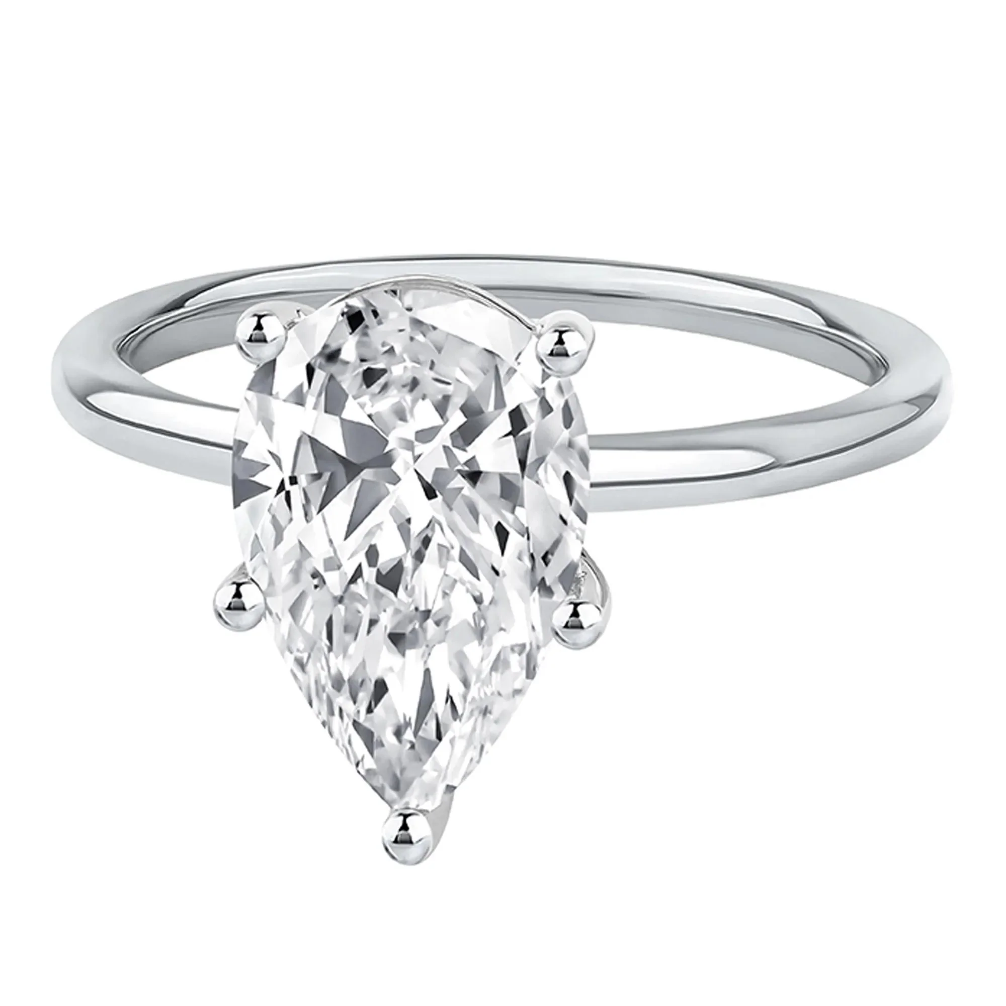 Lab Grown Diamond Pear-Shaped Solitaire Engagement Ring Platinum (3 CT.) White Size 7.5 2mm - Image 4