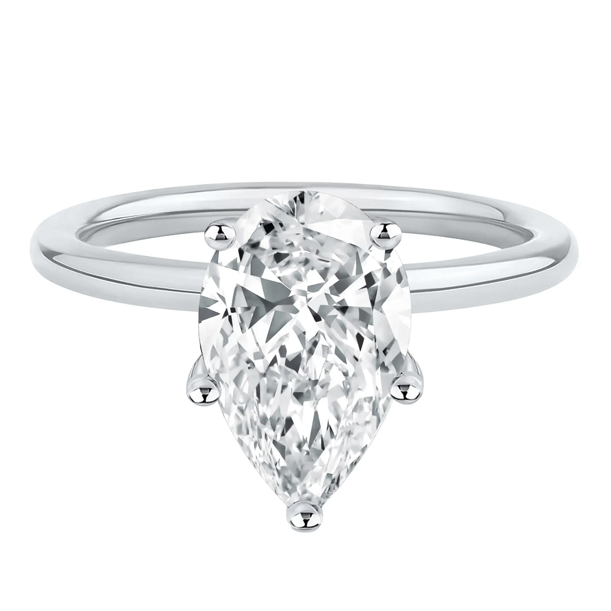 Lab Grown Diamond Pear-Shaped Solitaire Engagement Ring Platinum (3 CT.) White Size 8 2mm