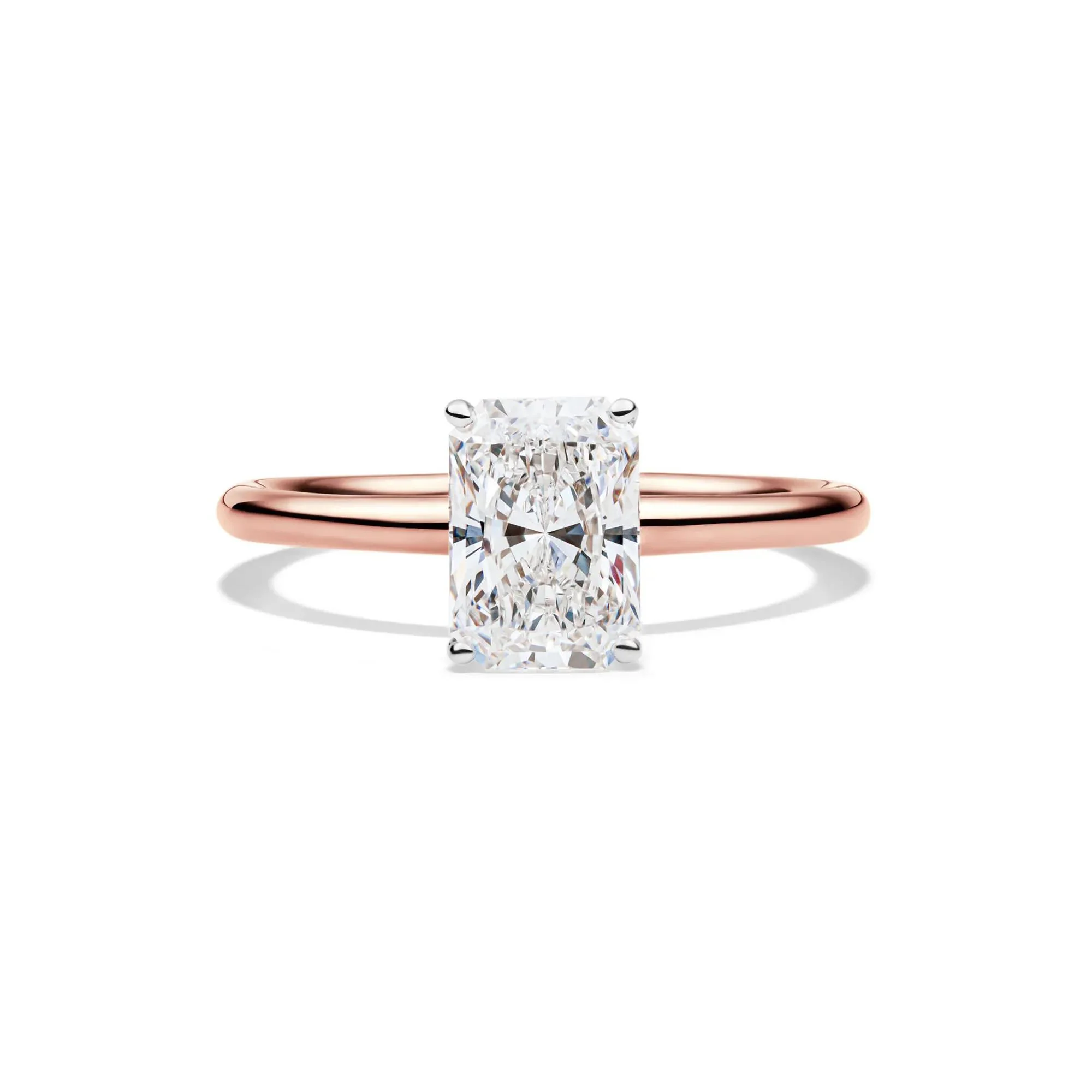 Lab Grown Diamond Radiant-Cut Solitaire Ring 14K Rose Gold (1/2 CT.) Size 10 2mm