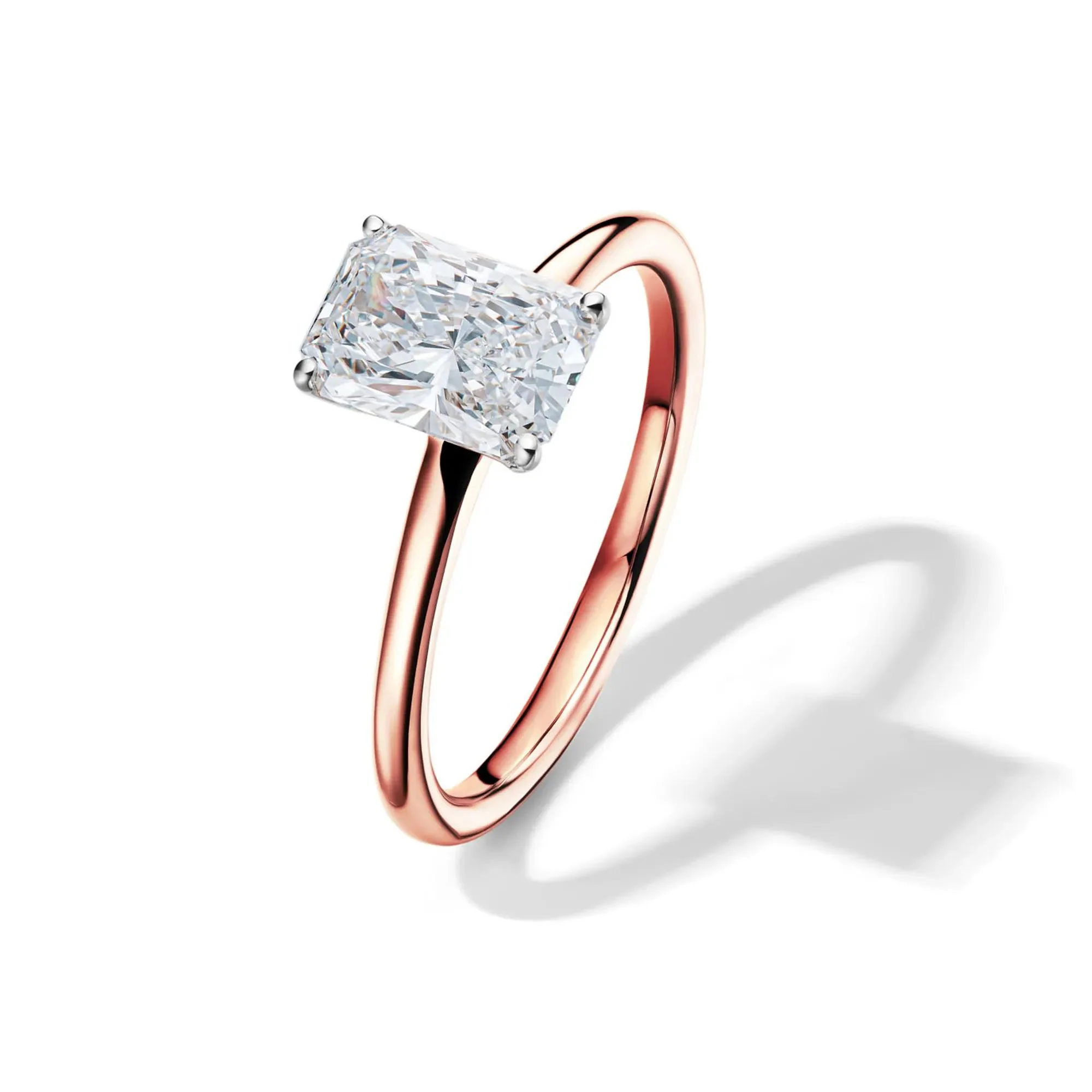 Lab Grown Diamond Radiant-Cut Solitaire Ring 14K Rose Gold (1/2 CT.) Size 7.5 2mm - Image 4