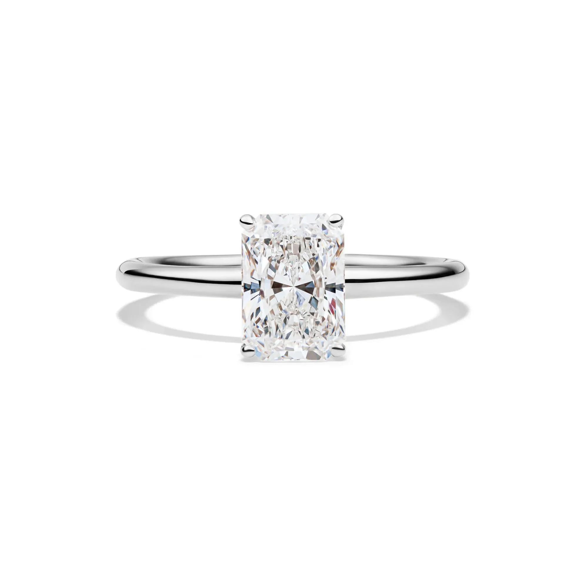 Lab Grown Diamond Radiant-Cut Solitaire Ring 14K White Gold (1/2 CT.) Size 10 2mm