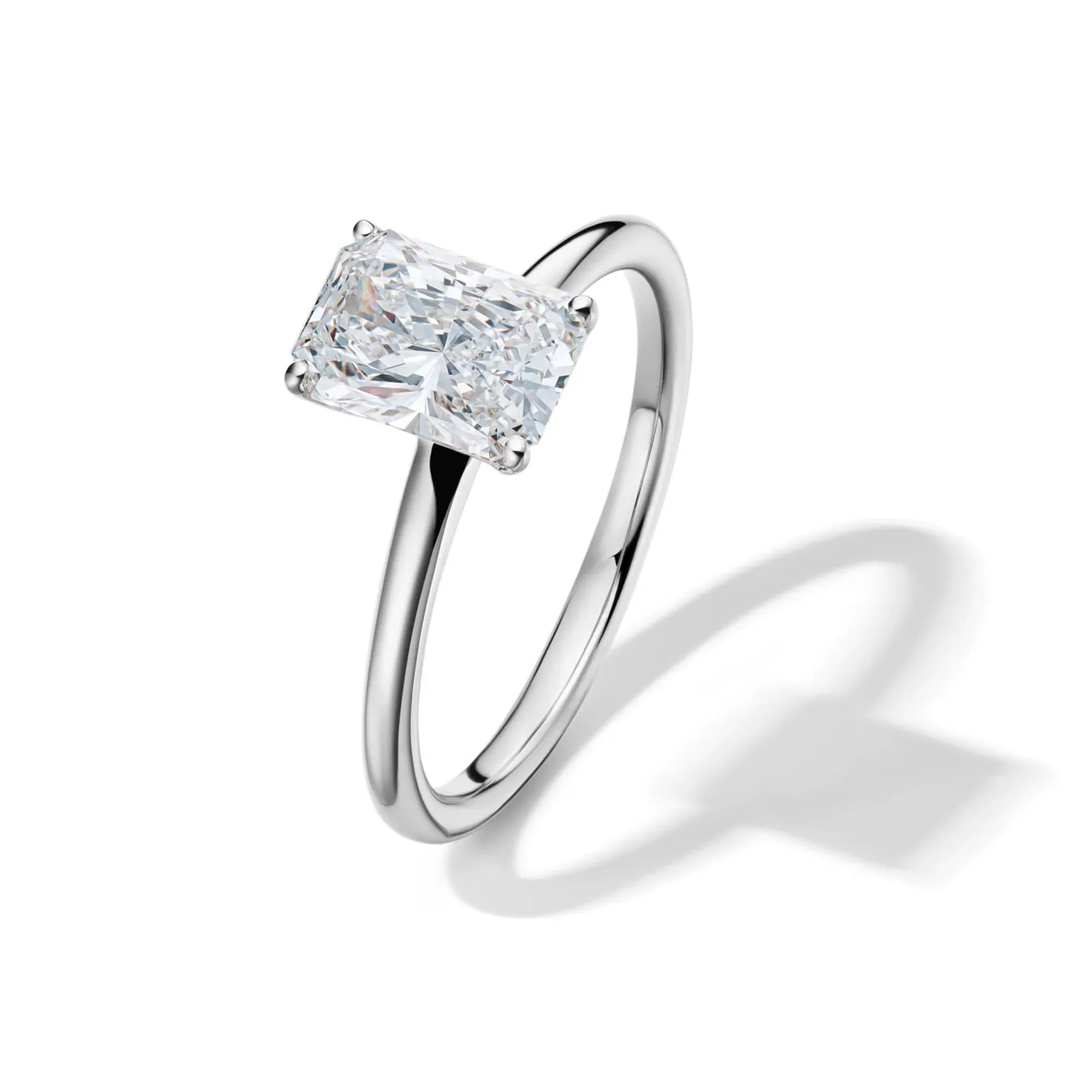 Lab Grown Diamond Radiant-Cut Solitaire Ring 14K White Gold (1/2 CT.) Size 4.5 2mm - Image 4