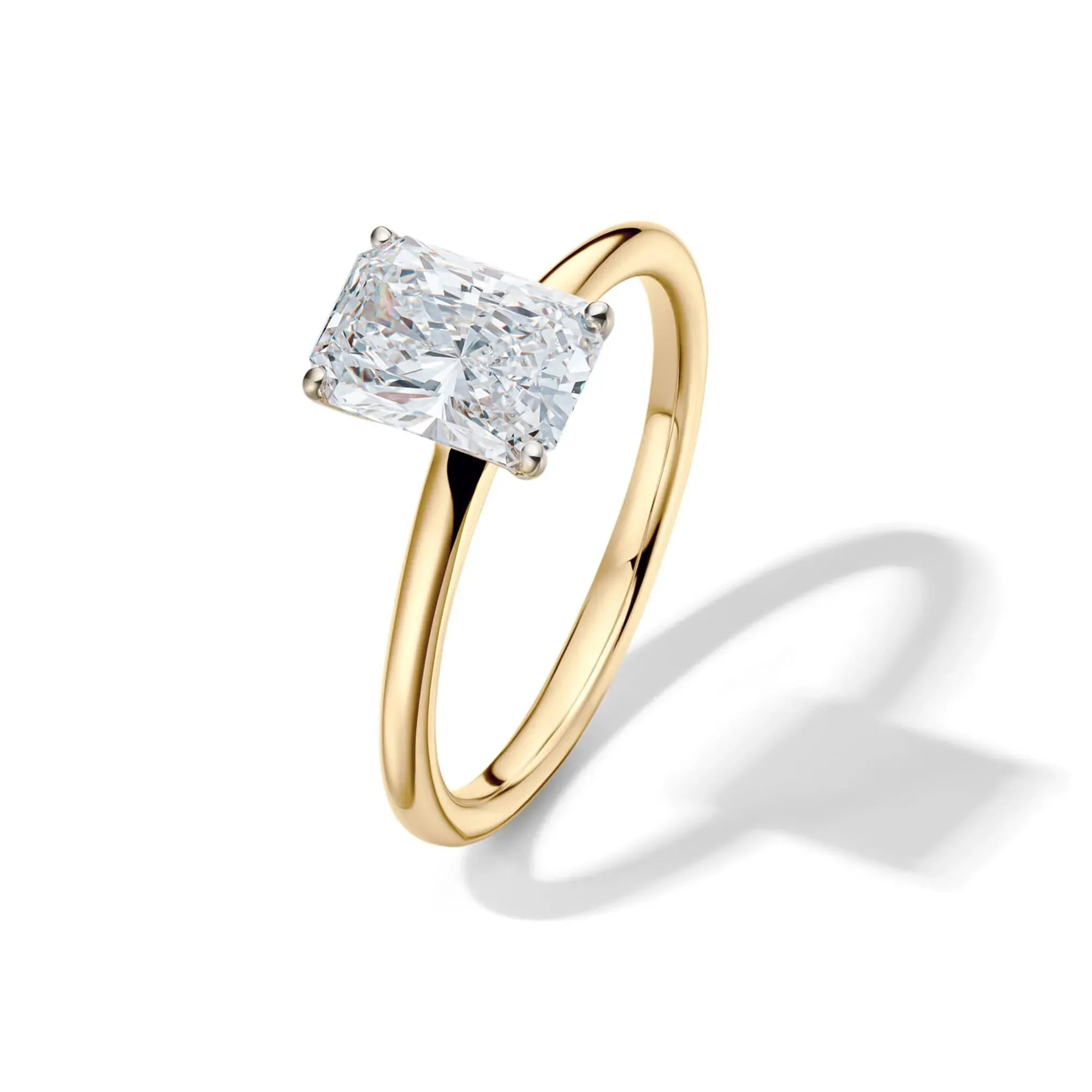 Lab Grown Diamond Radiant-Cut Solitaire Ring 14K Yellow Gold (1/2 CT.) Size 6 2mm - Image 4