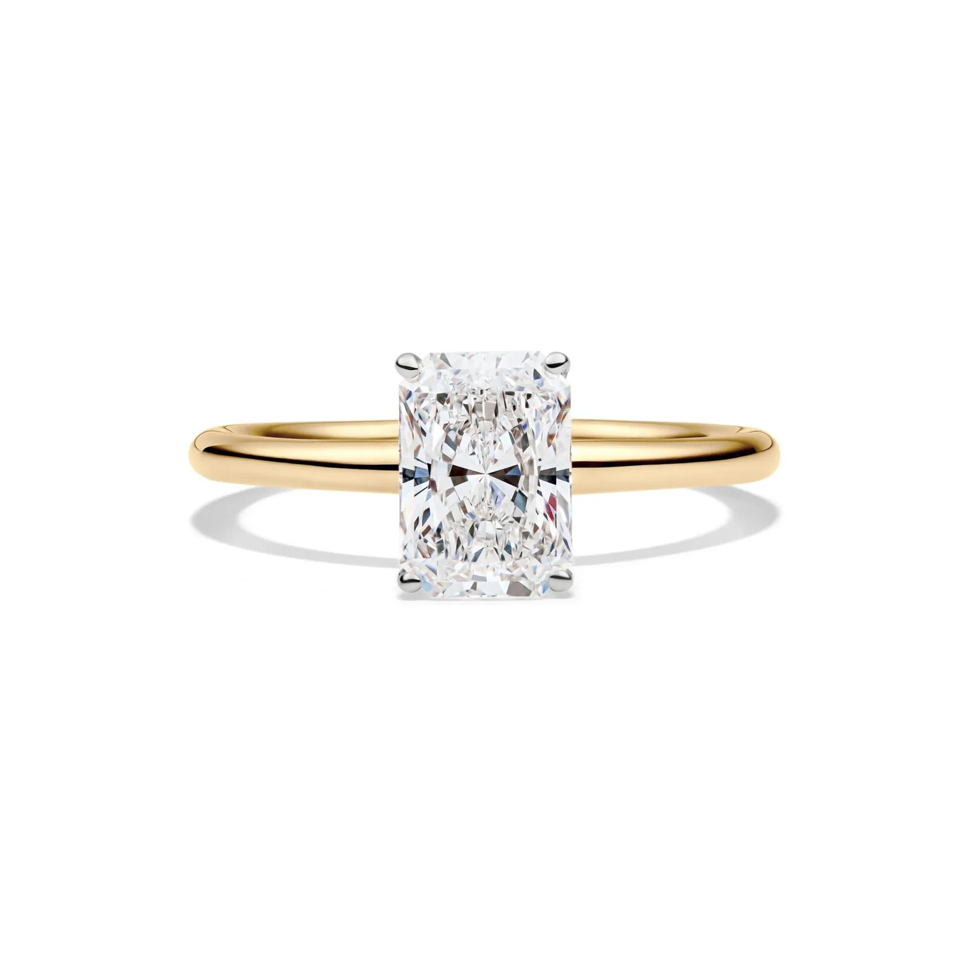 Lab Grown Diamond Radiant-Cut Solitaire Ring 14K Yellow Gold (1/2 CT.) Size 9.5 2mm
