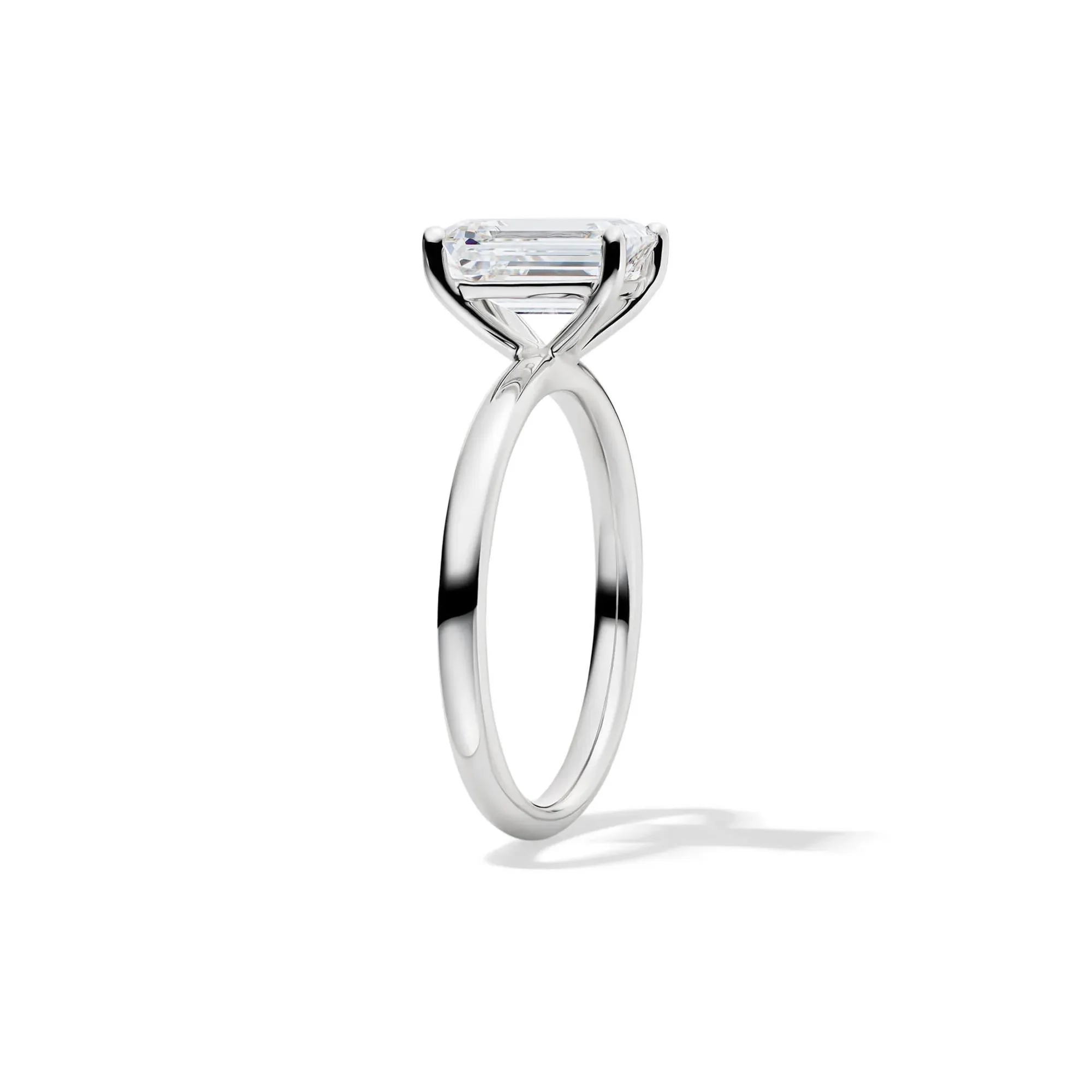 Lab Grown Diamond Emerald-Cut Solitaire Ring Platinum (2 CT.) White Size 4 2mm - Image 3