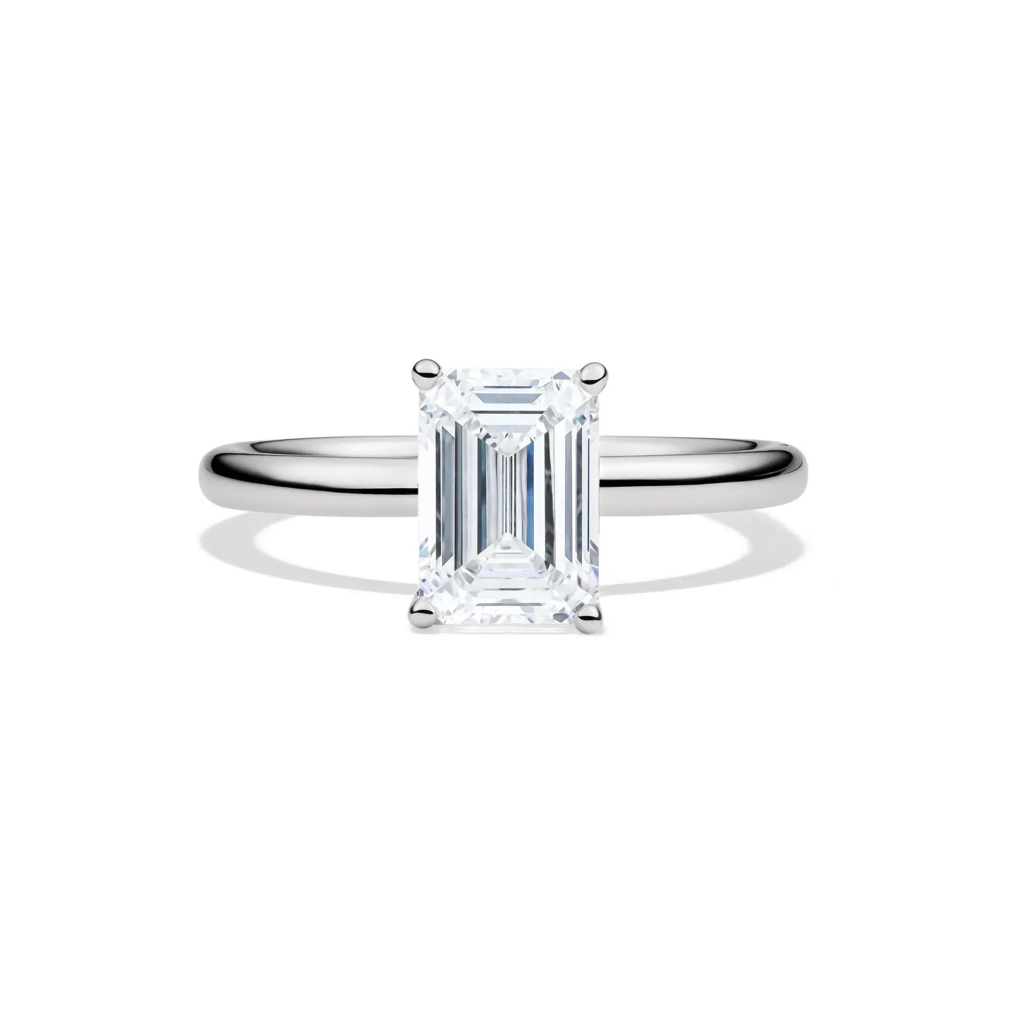 Lab Grown Diamond Emerald-Cut Solitaire Ring Platinum (2 CT.) White Size 4.5 2mm