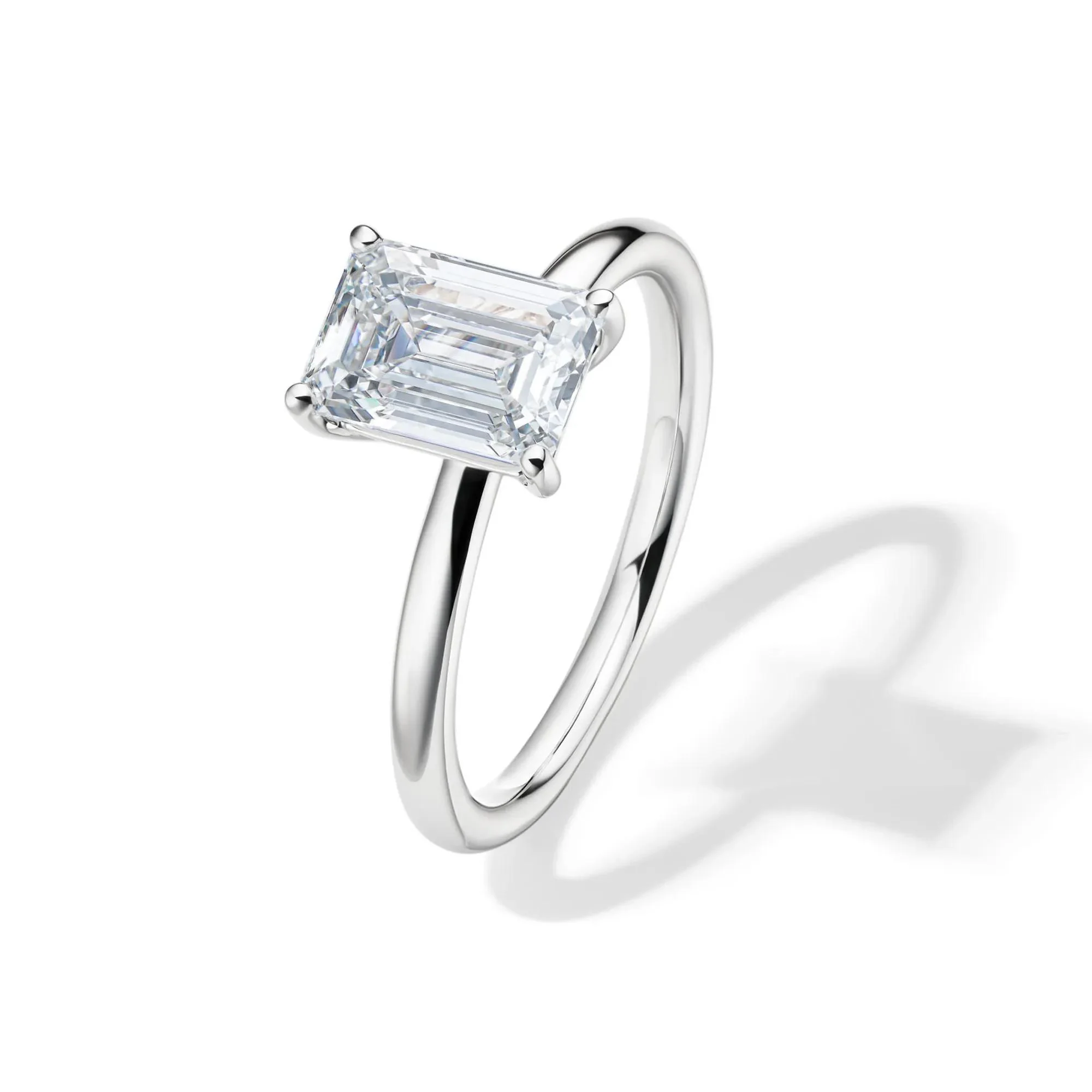 Lab Grown Diamond Emerald-Cut Solitaire Ring Platinum (2 CT.) White Size 7 2mm - Image 4