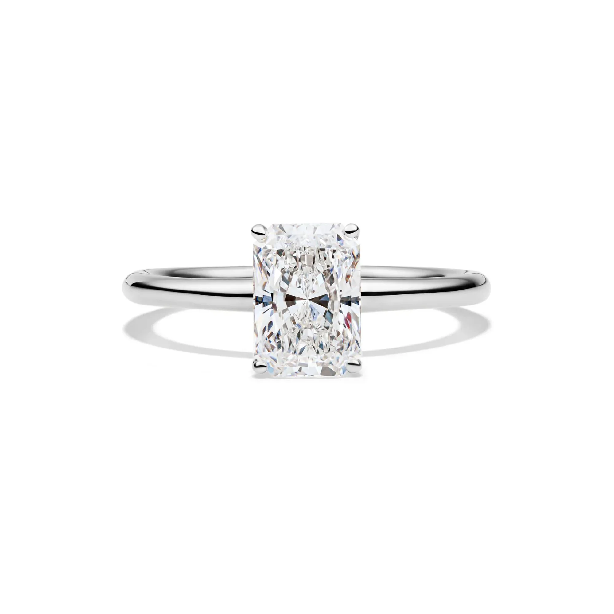 Lab Grown Diamond Radiant-Cut Solitaire Ring Platinum (1/2 CT.) White Size 10 2mm
