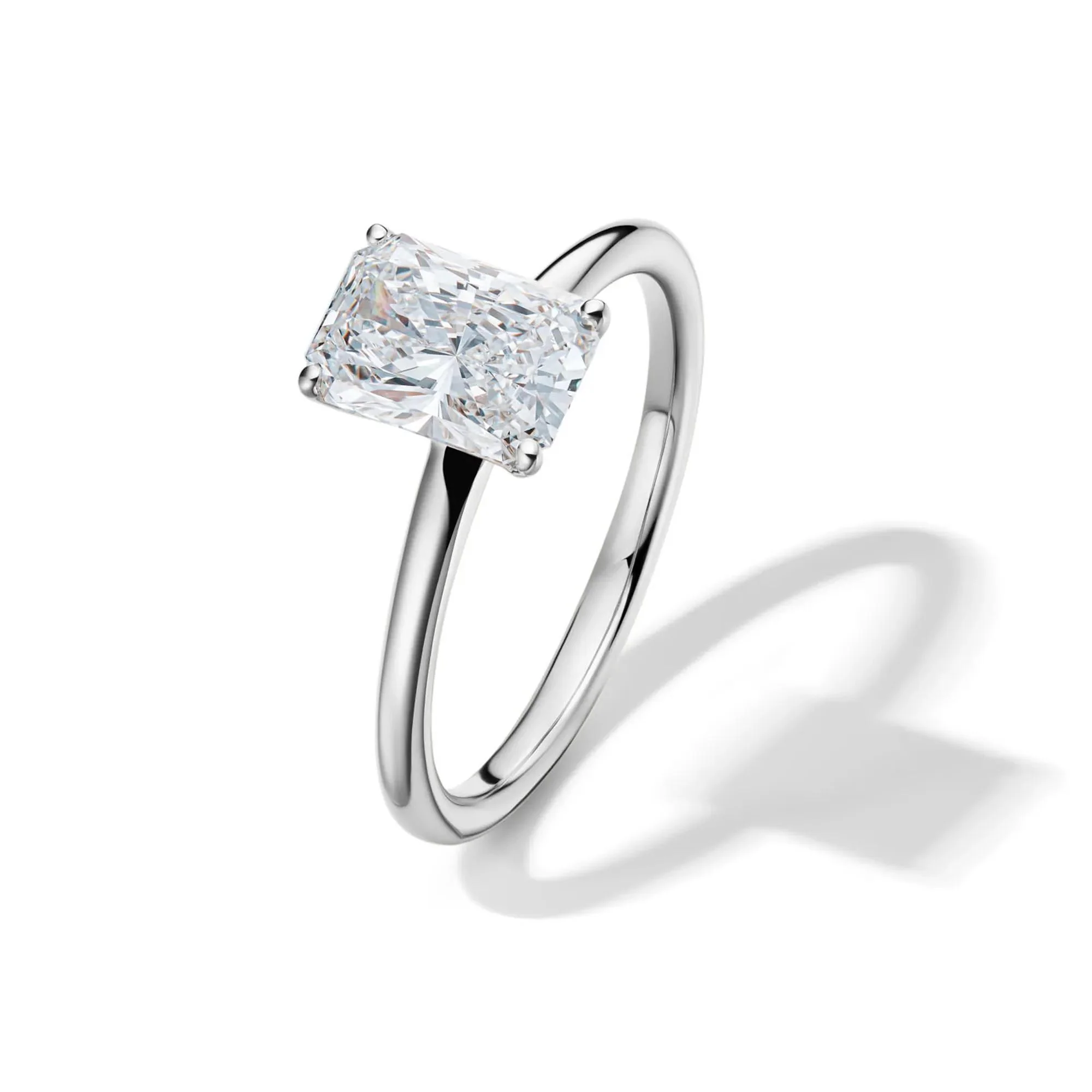 Lab Grown Diamond Radiant-Cut Solitaire Ring Platinum (1/2 CT.) White Size 4.5 2mm - Image 4