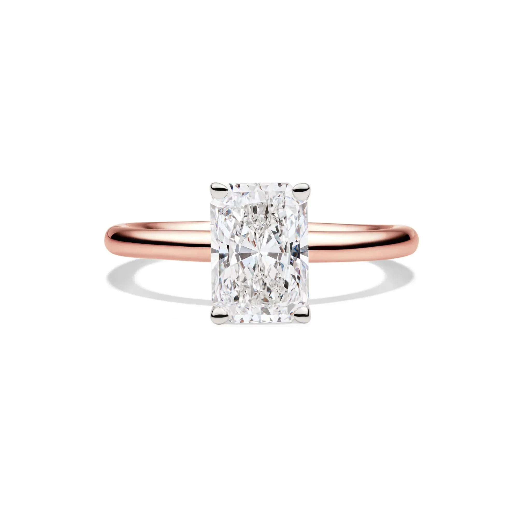 Lab Grown Diamond Radiant-Cut Solitaire Ring 14K Rose Gold (2 CT.) Size 7.5 2mm
