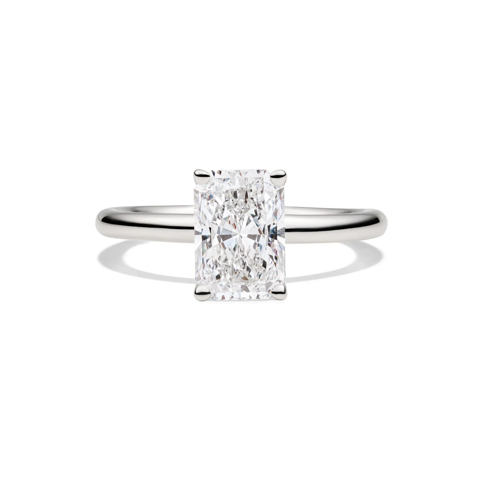 Lab Grown Diamond Radiant-Cut Solitaire Ring 14K White Gold (2 CT.) Size 10.5 2mm
