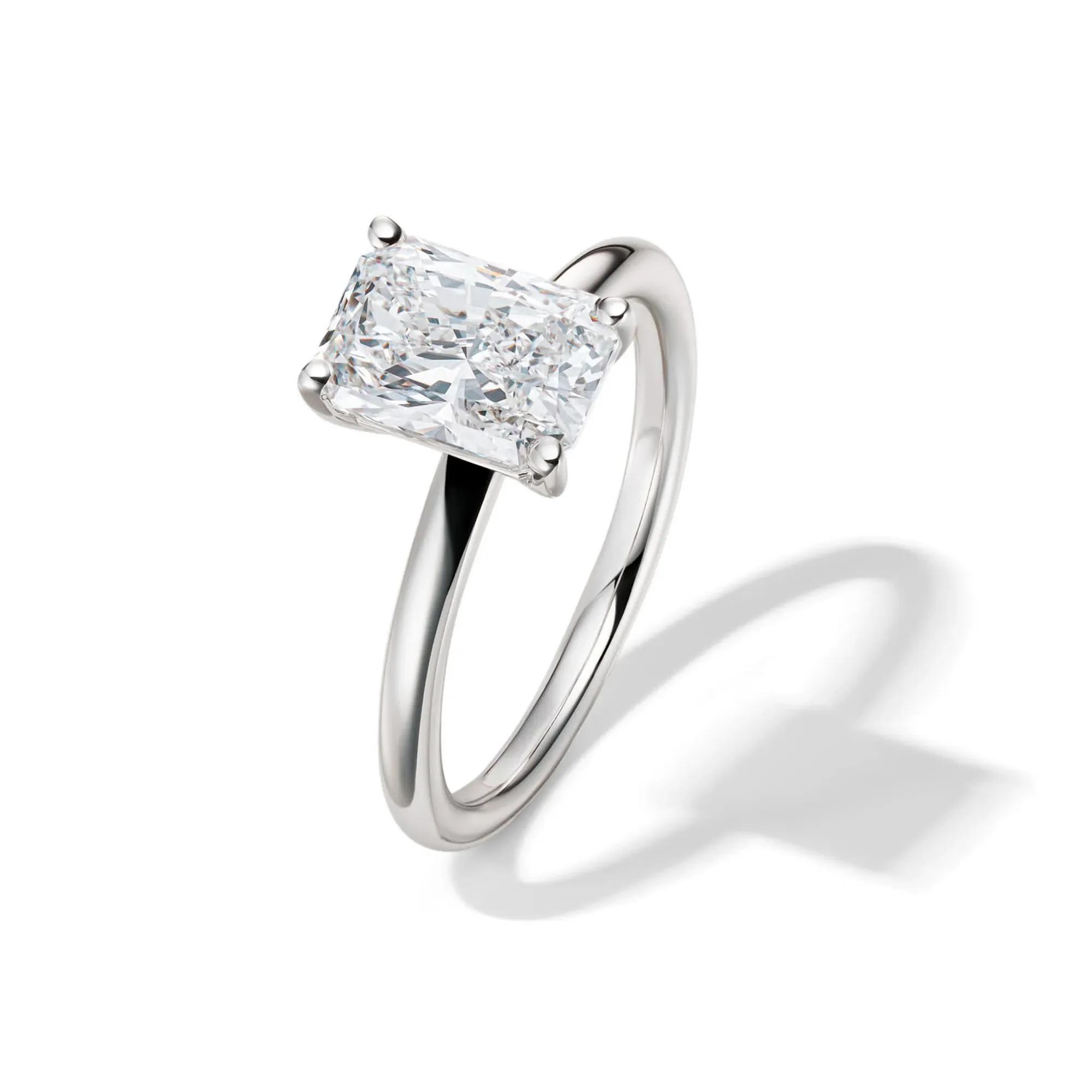 Lab Grown Diamond Radiant-Cut Solitaire Ring 14K White Gold (2 CT.) Size 5.5 2mm - Image 4